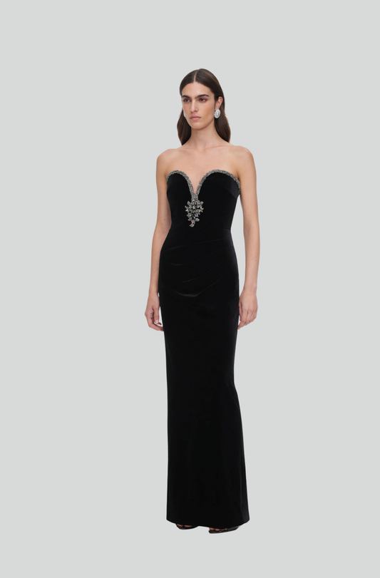 BLACK VELVET MAXI DRESS