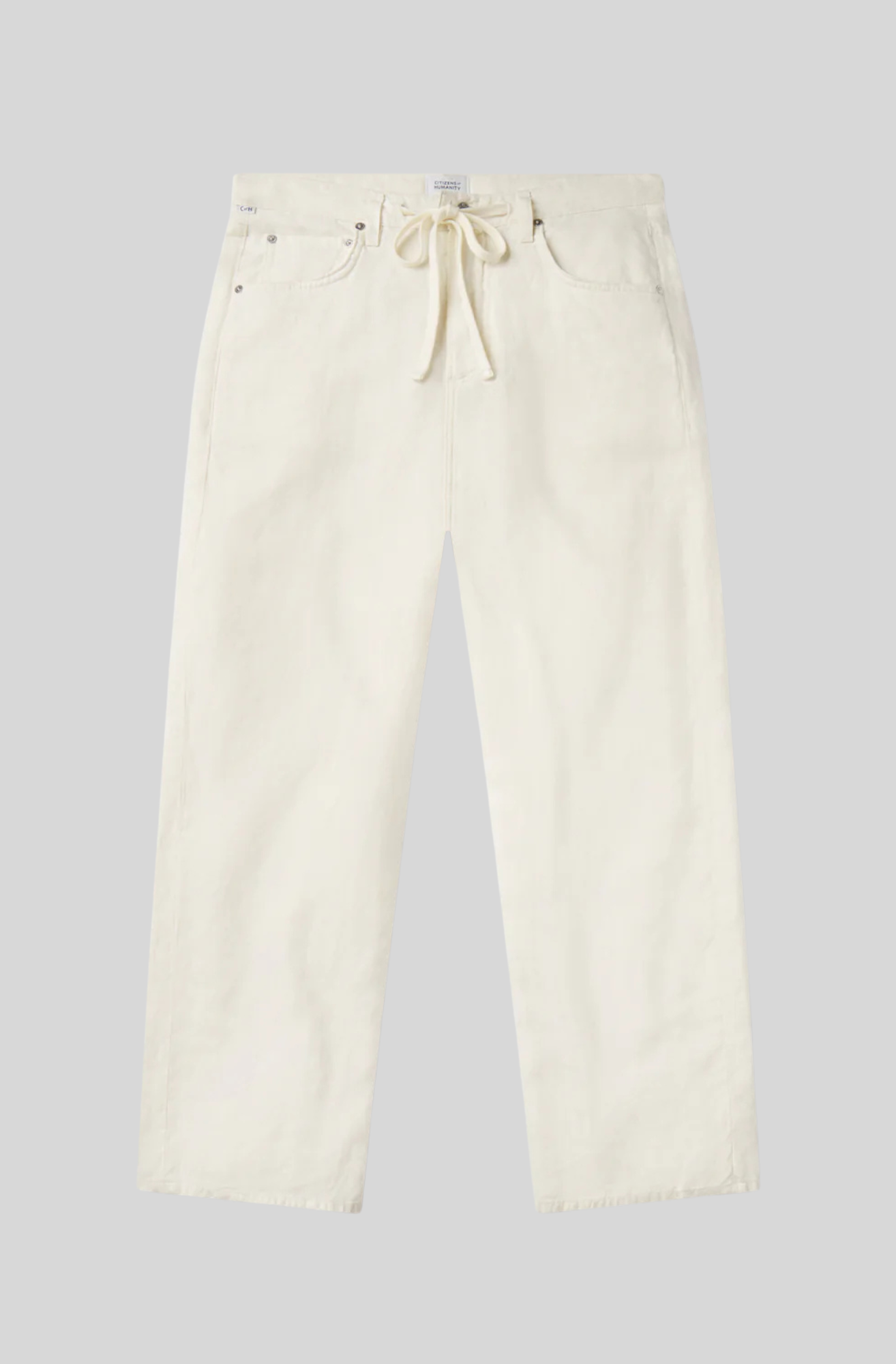 BRYNN DRAWSTRING LINEN TROUSER - CREAM