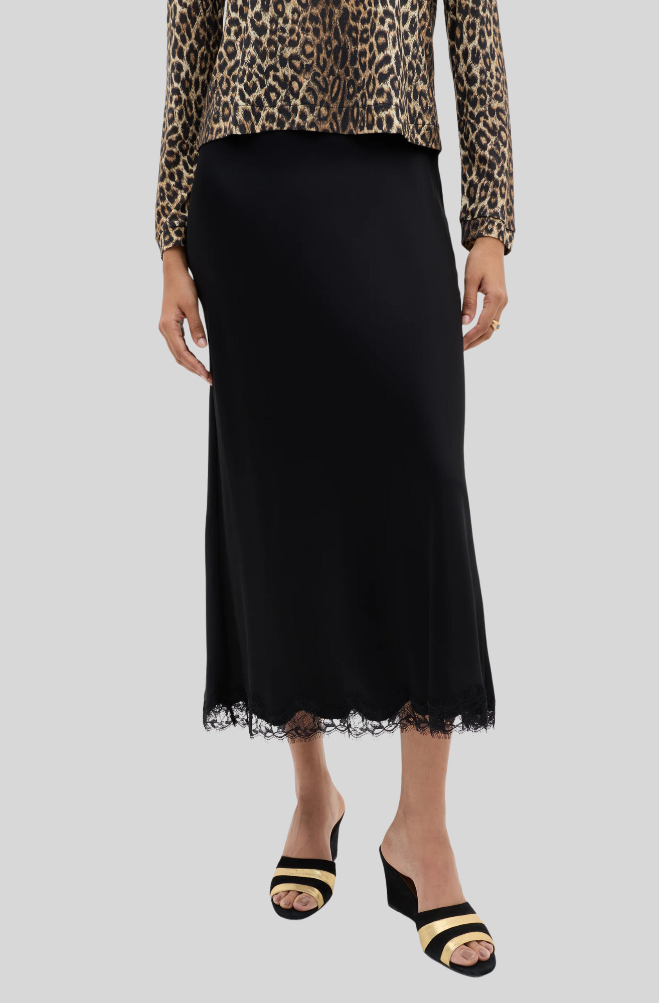 STASSIE SATIN MIDI SKIRT