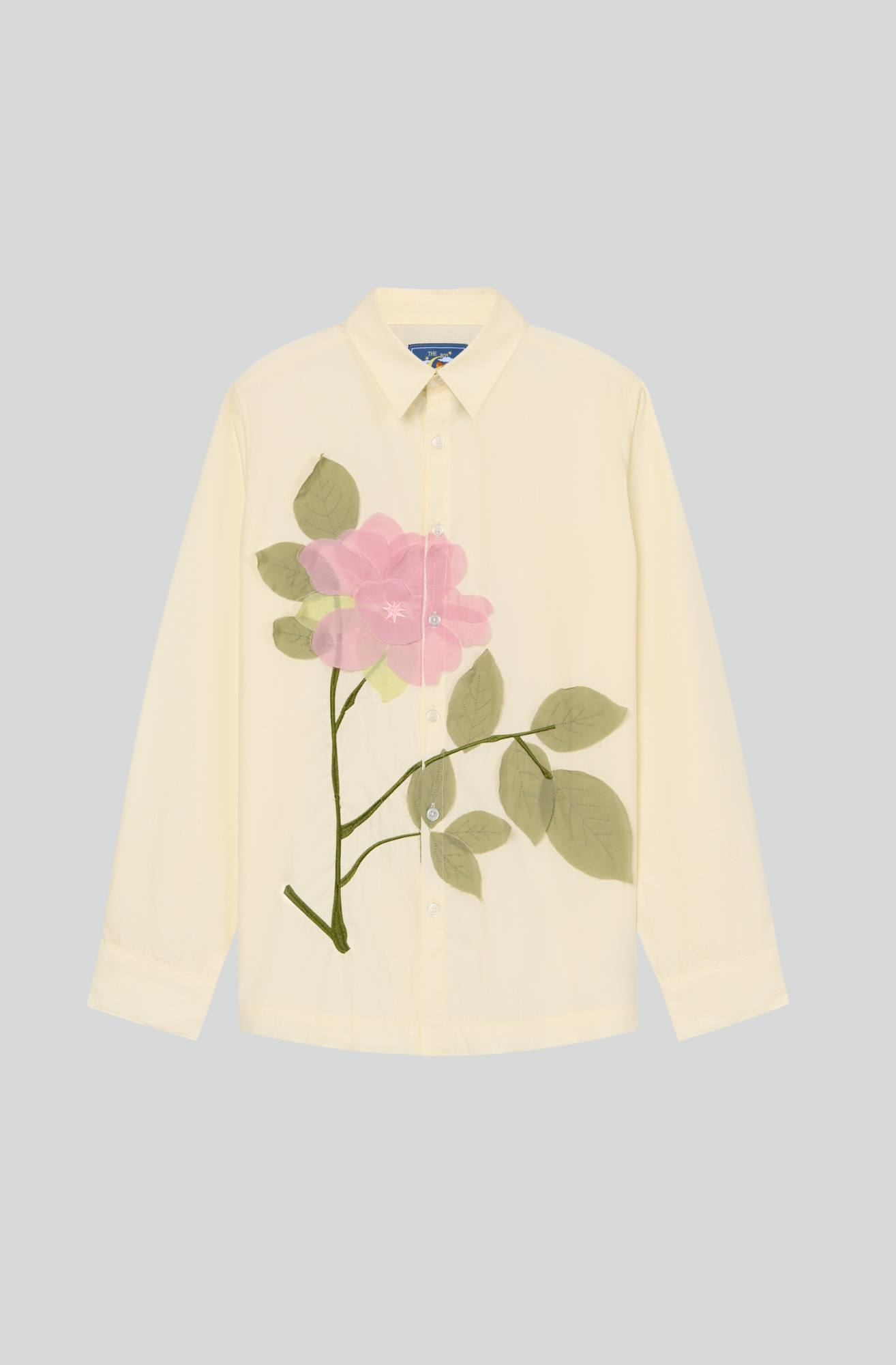 FLOWER APPLIQUE BUTTON UP SHIRT