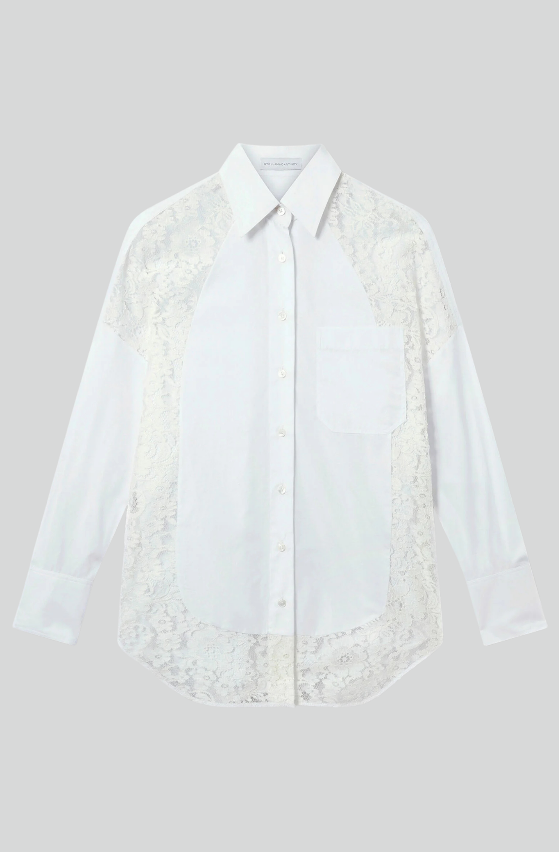 LACE-PANELED POPLIN SHIRT