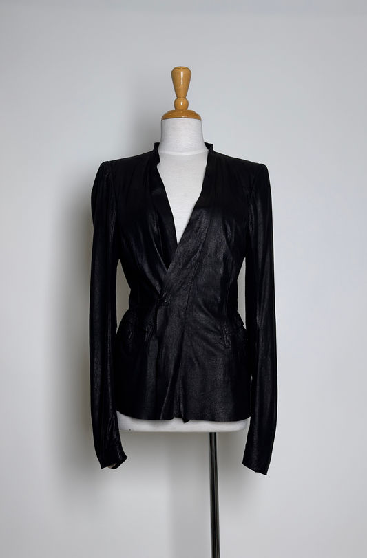 RICK OWENS BLACK LEATHER JACKET