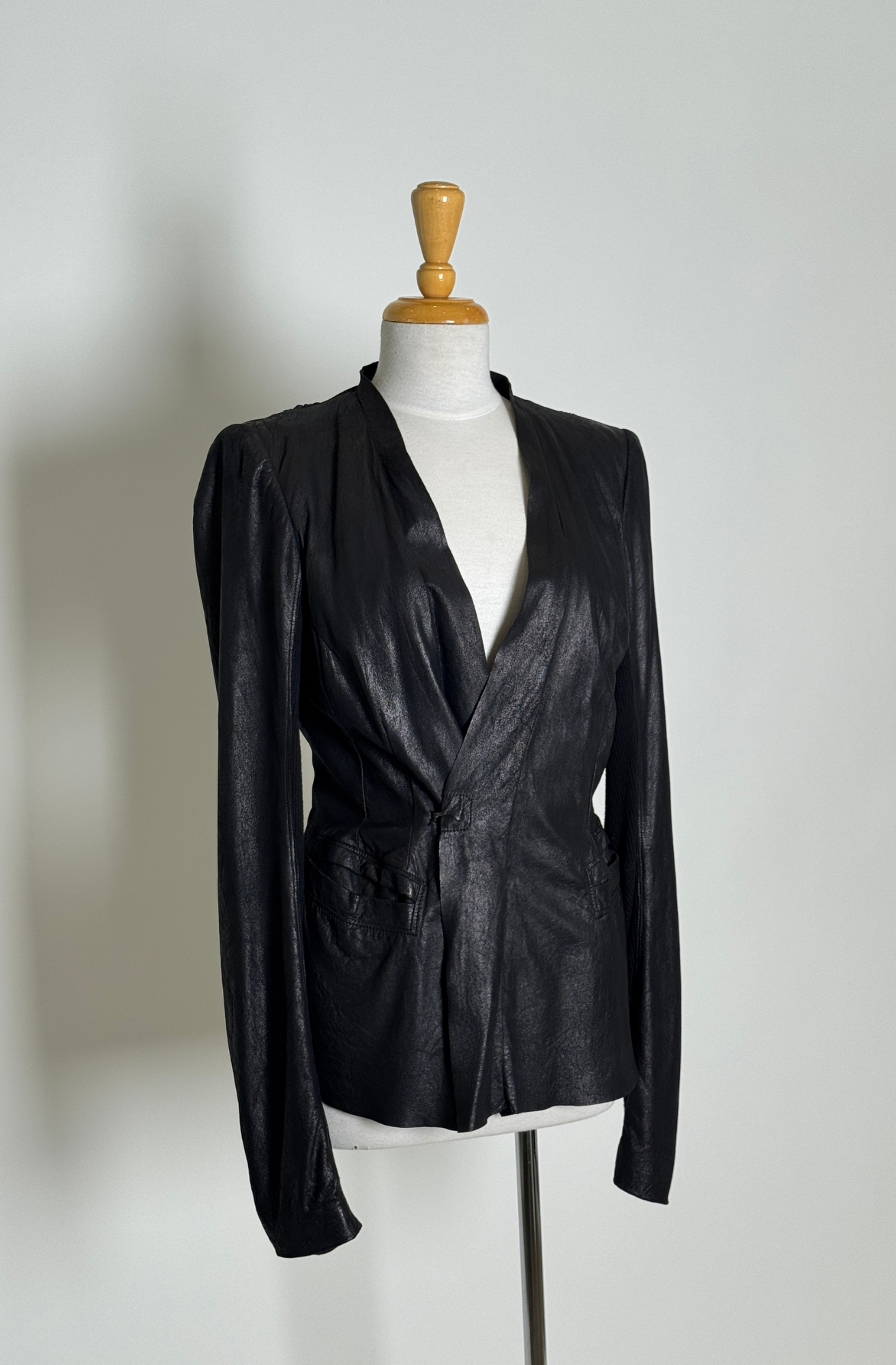 RICK OWENS BLACK LEATHER JACKET