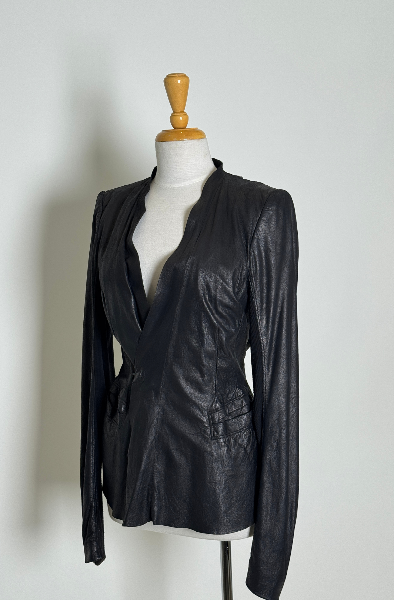RICK OWENS BLACK LEATHER JACKET