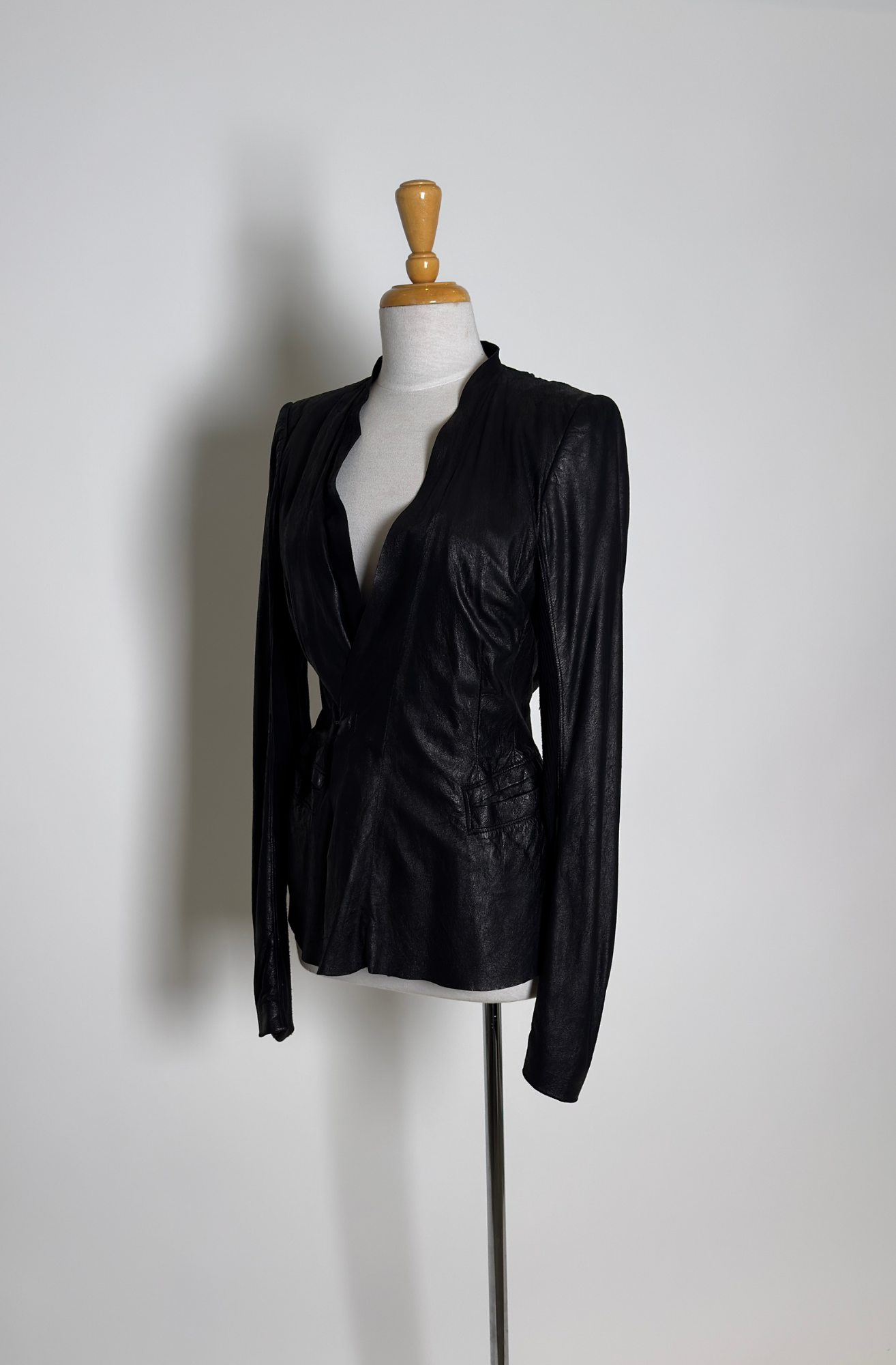 RICK OWENS BLACK LEATHER JACKET