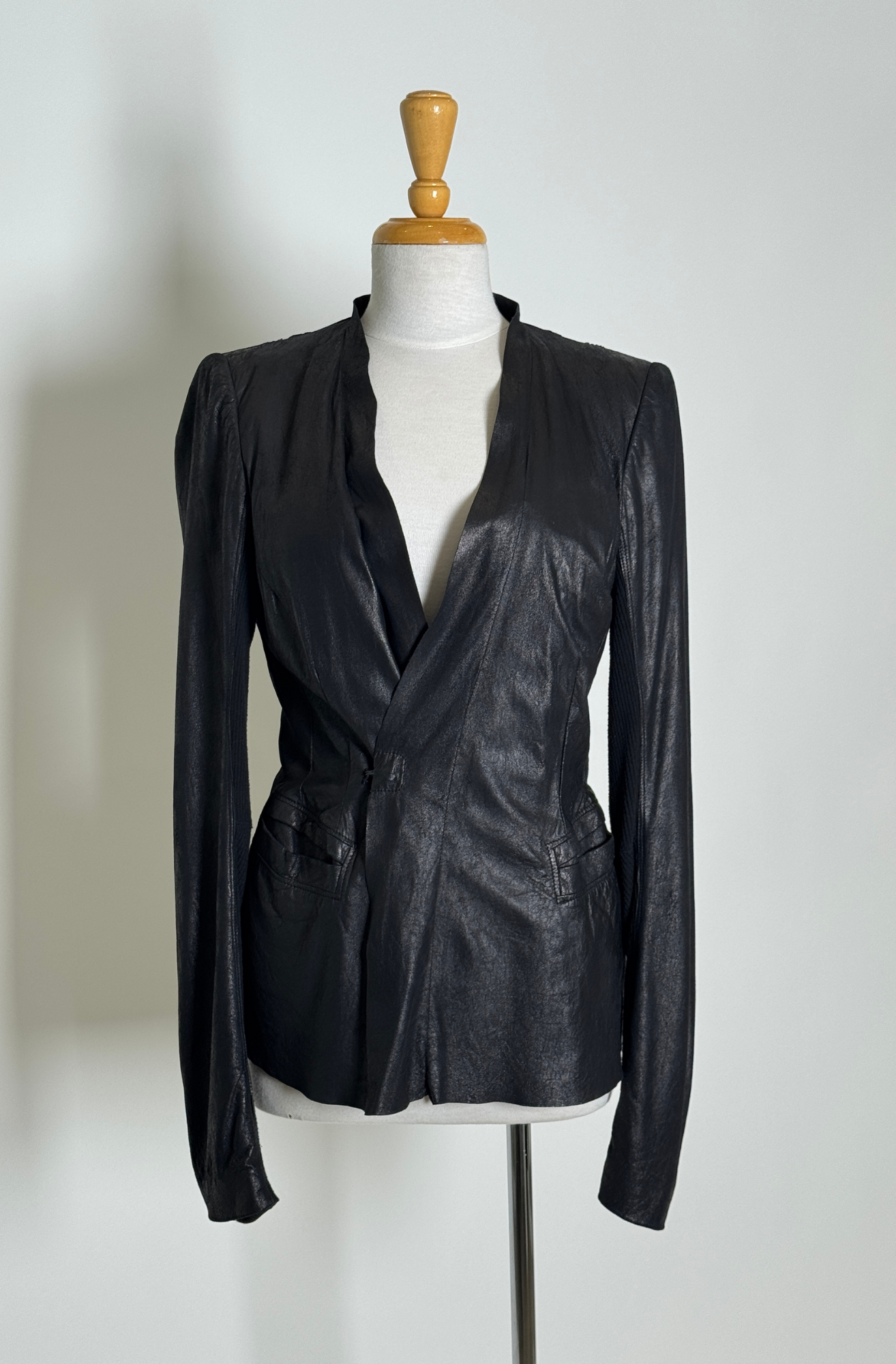 RICK OWENS BLACK LEATHER JACKET