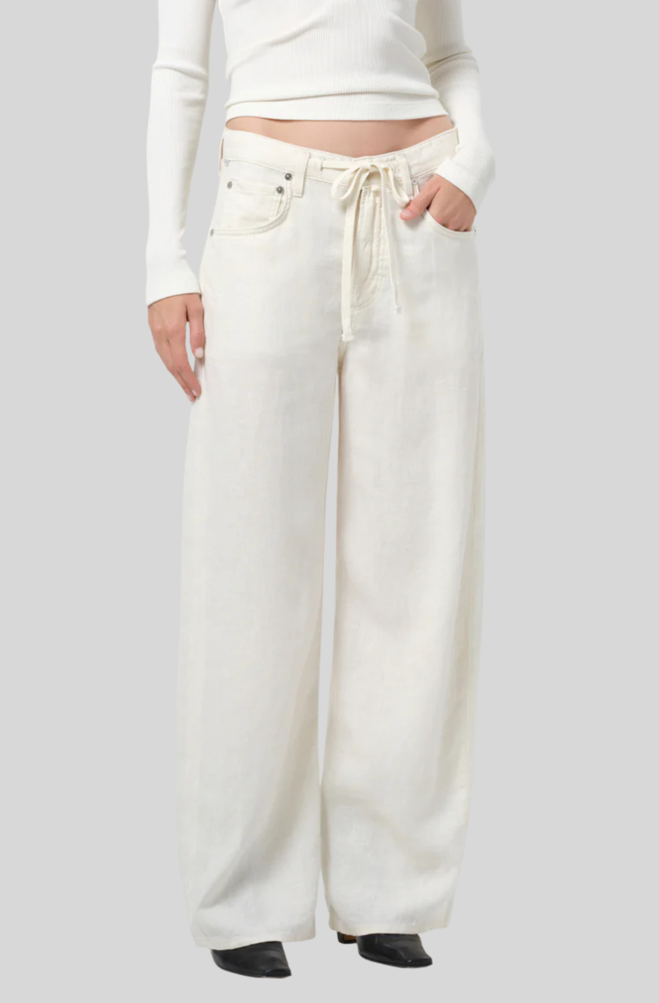 BRYNN DRAWSTRING LINEN TROUSER - CREAM