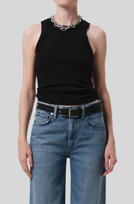 ISABEL RIB TANK - BLACK