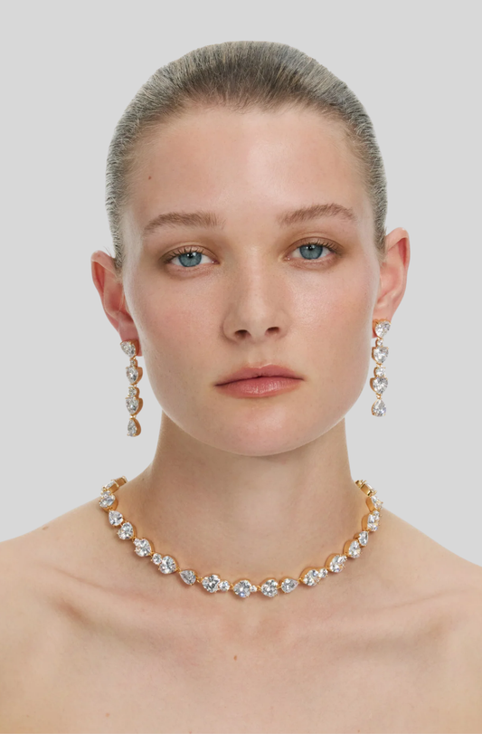 GOLD HEART CRYSTAL NECKLACE