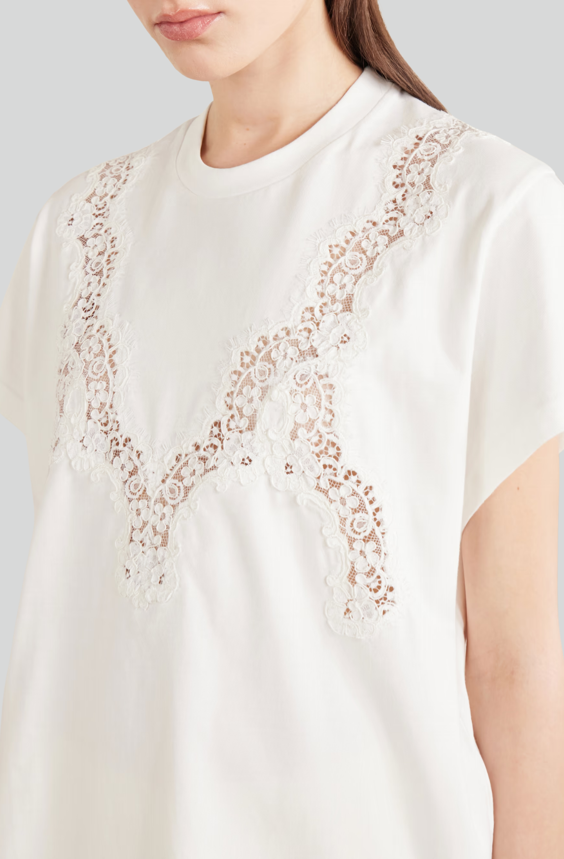LACE MIX JERSEY TSHIRT