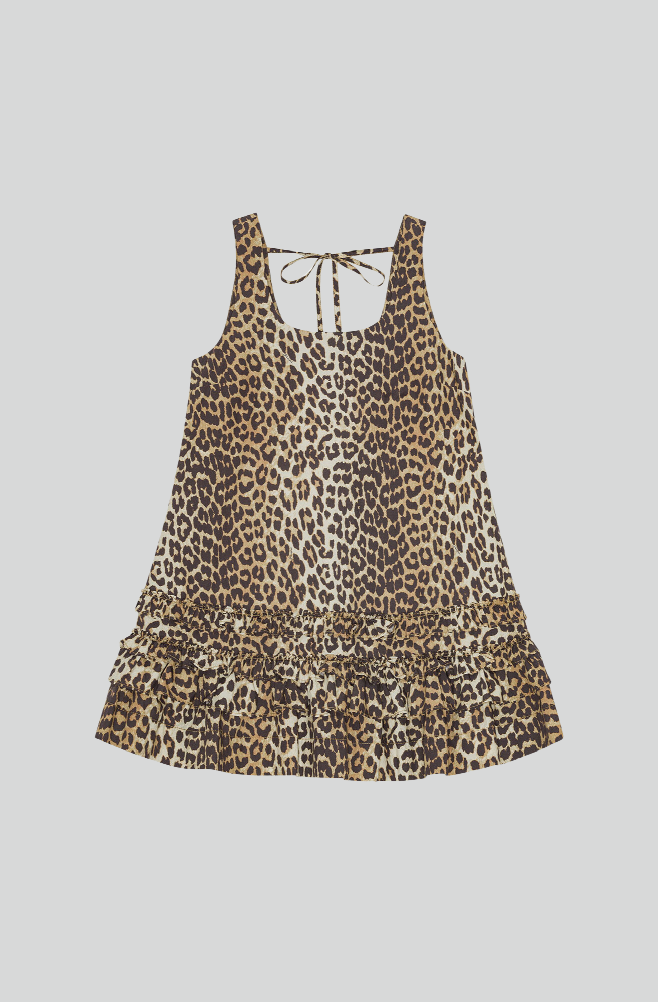 COTTON POPLIN U-NECK MINI DRESS