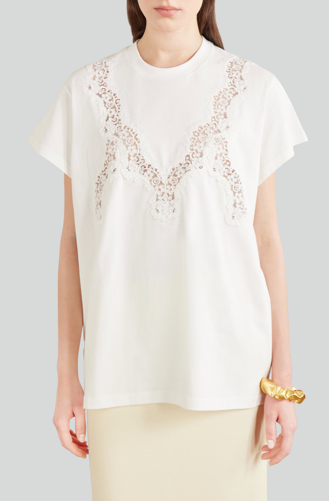 LACE MIX JERSEY TSHIRT