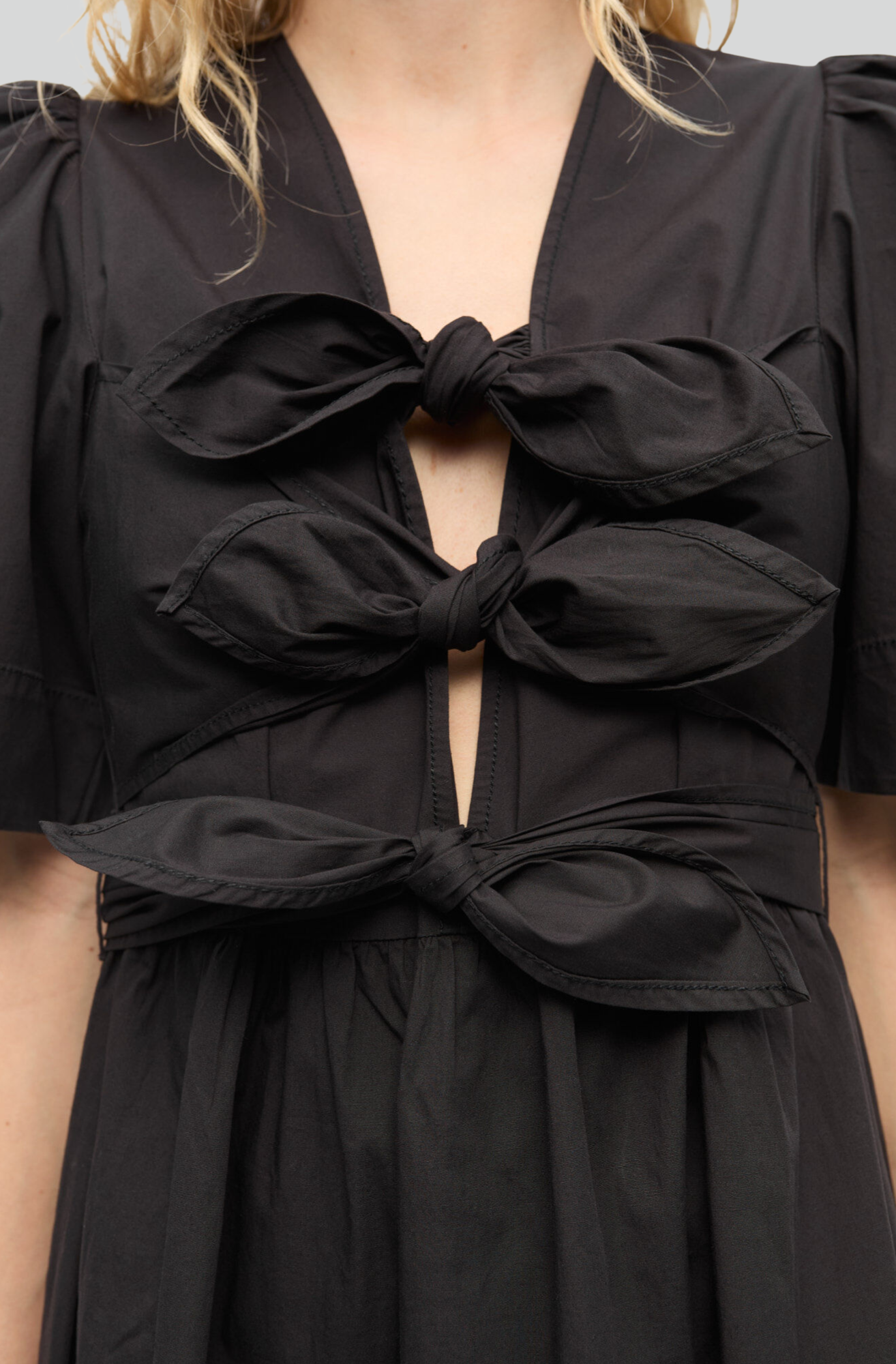 BLACK STRETCH COTTON DRESS