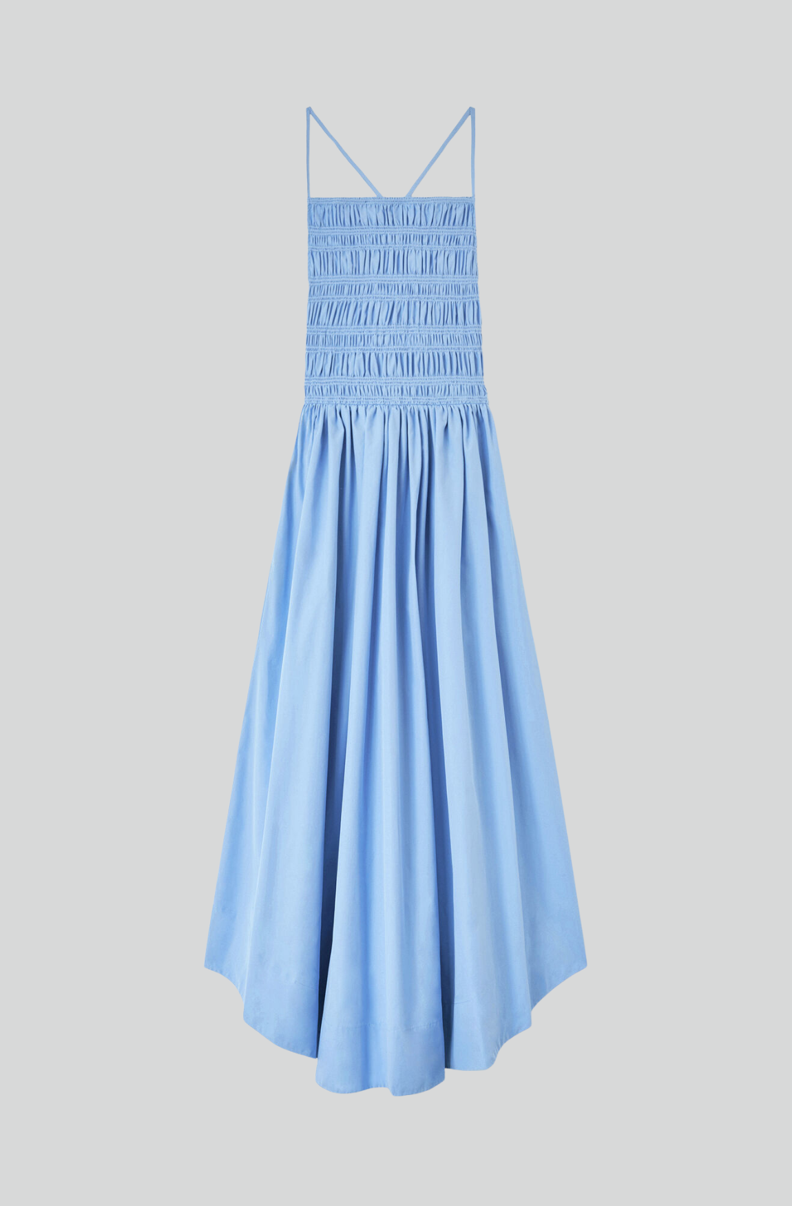 COMPACT POPLIN LONG SMOCKED DRESS