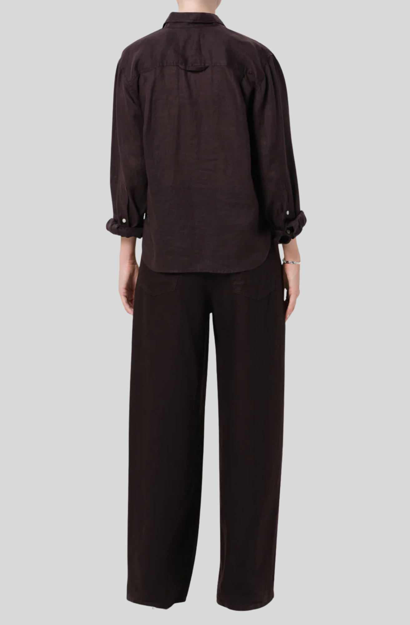 BRYNN DRAWSTRING LINEN TROUSER - CHOCOLATE