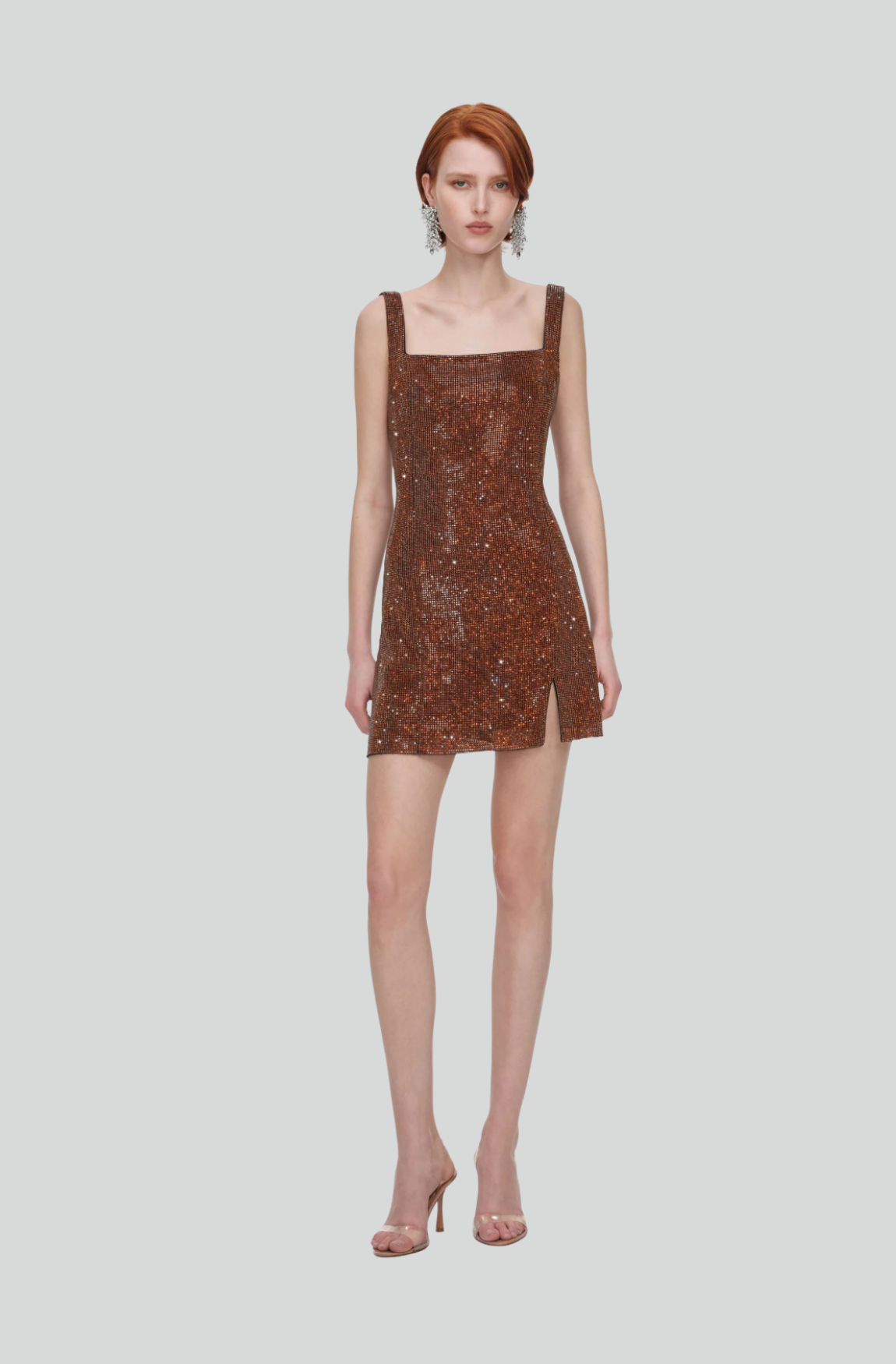 BRONZE CRYSTAL CHAINMAIL MINI DRESS