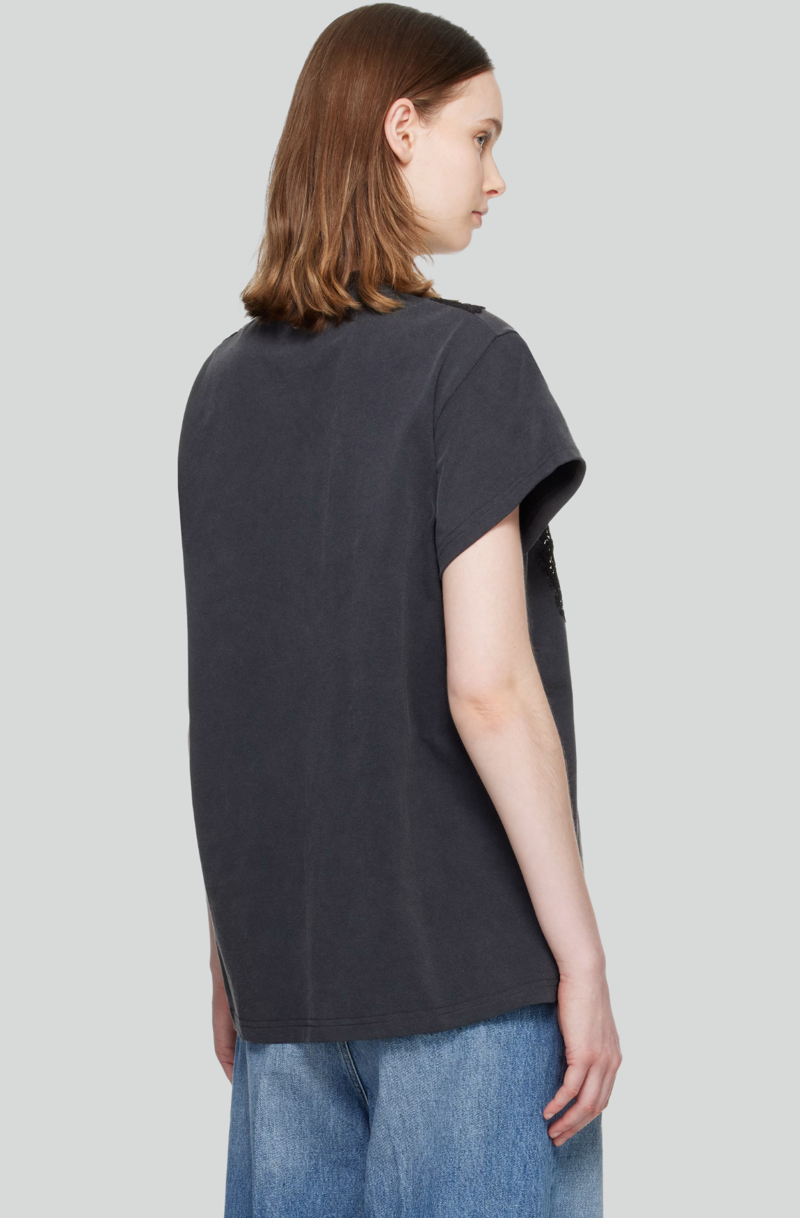 LACE MIX WASHED JERSEY TSHIRT