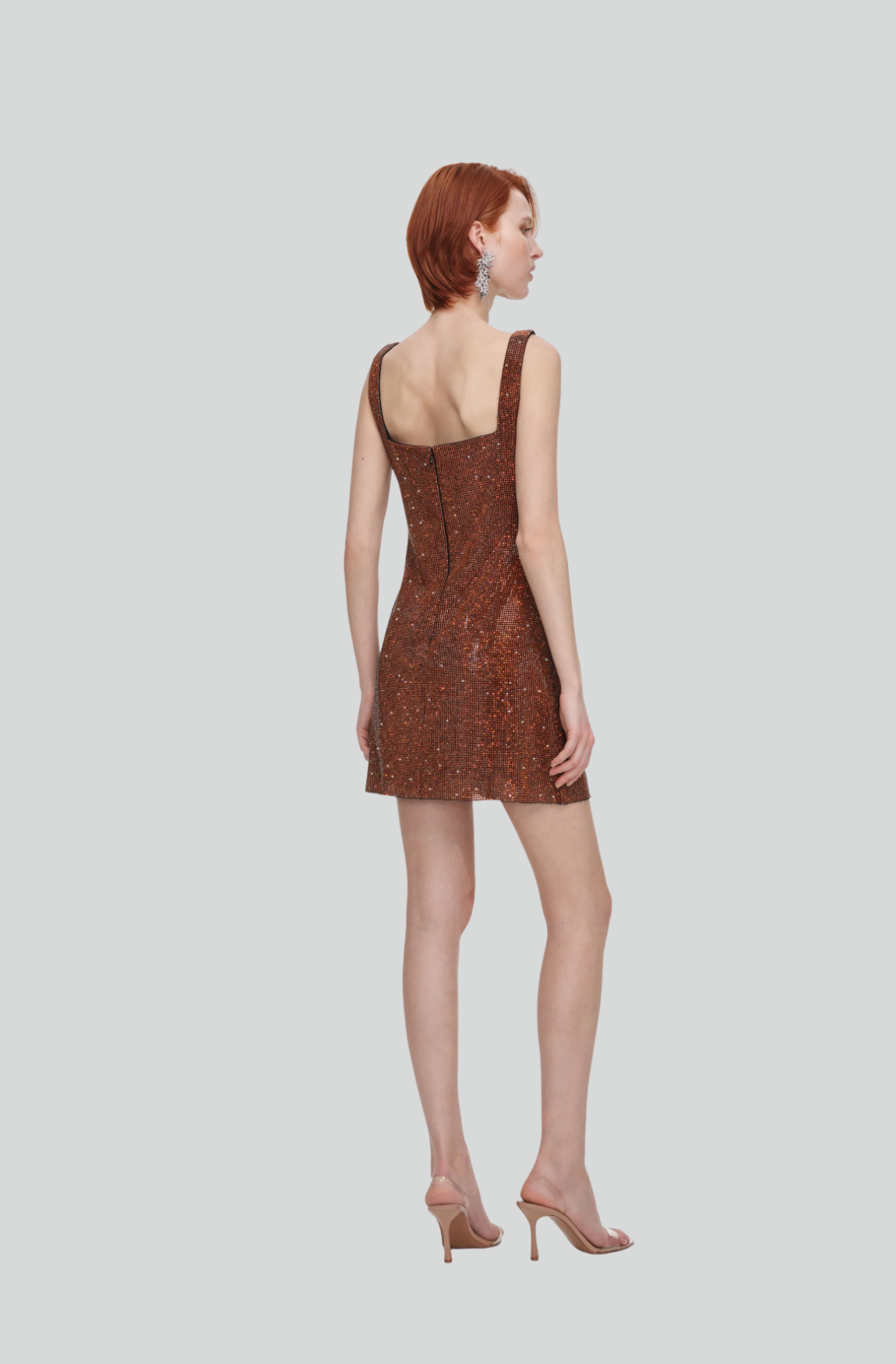 BRONZE CRYSTAL CHAINMAIL MINI DRESS