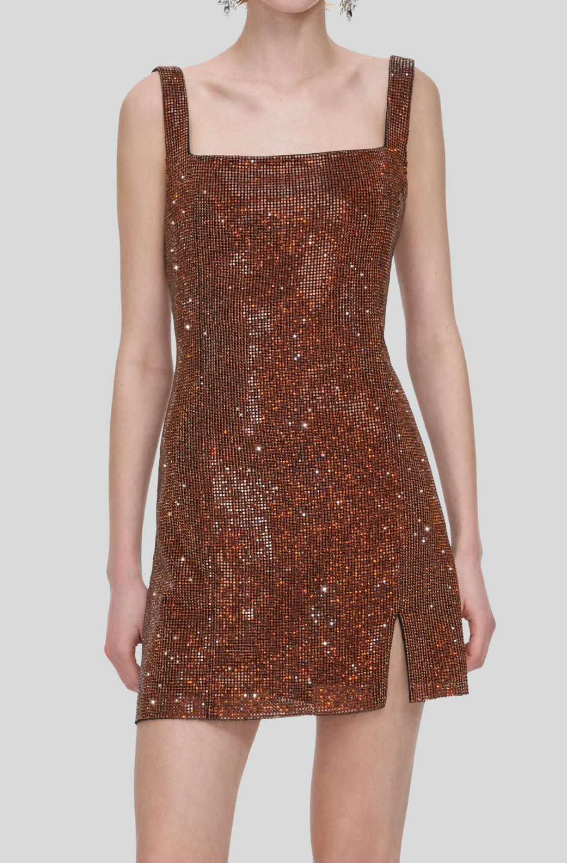 BRONZE CRYSTAL CHAINMAIL MINI DRESS