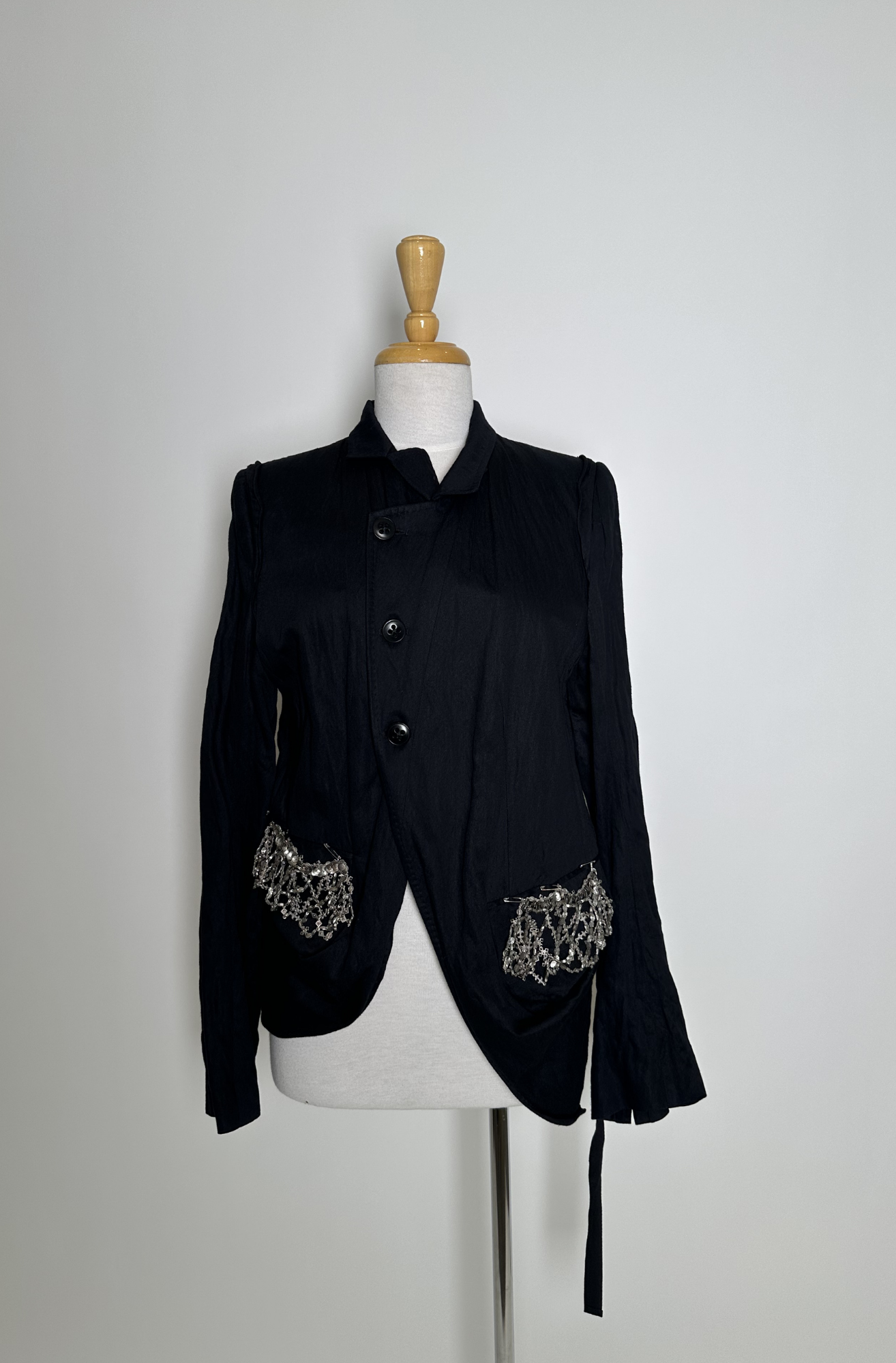 ANN DEMEULEMEESTER EMBELLISHED DRAPED JACKET