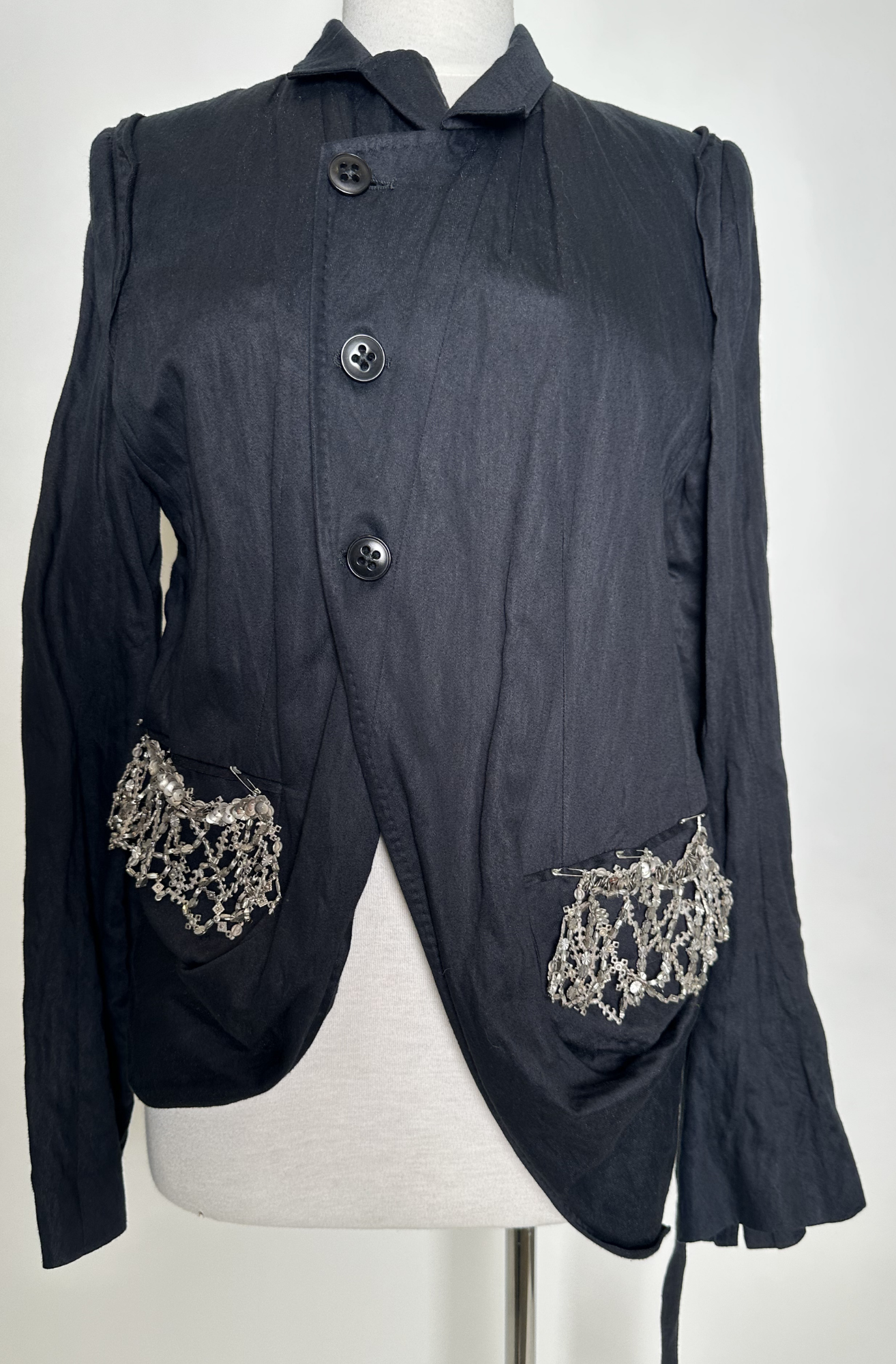 ANN DEMEULEMEESTER EMBELLISHED DRAPED JACKET