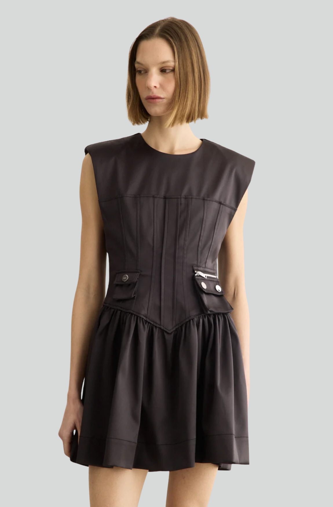 DOUBLE SATIN CORSET MINI DRESS