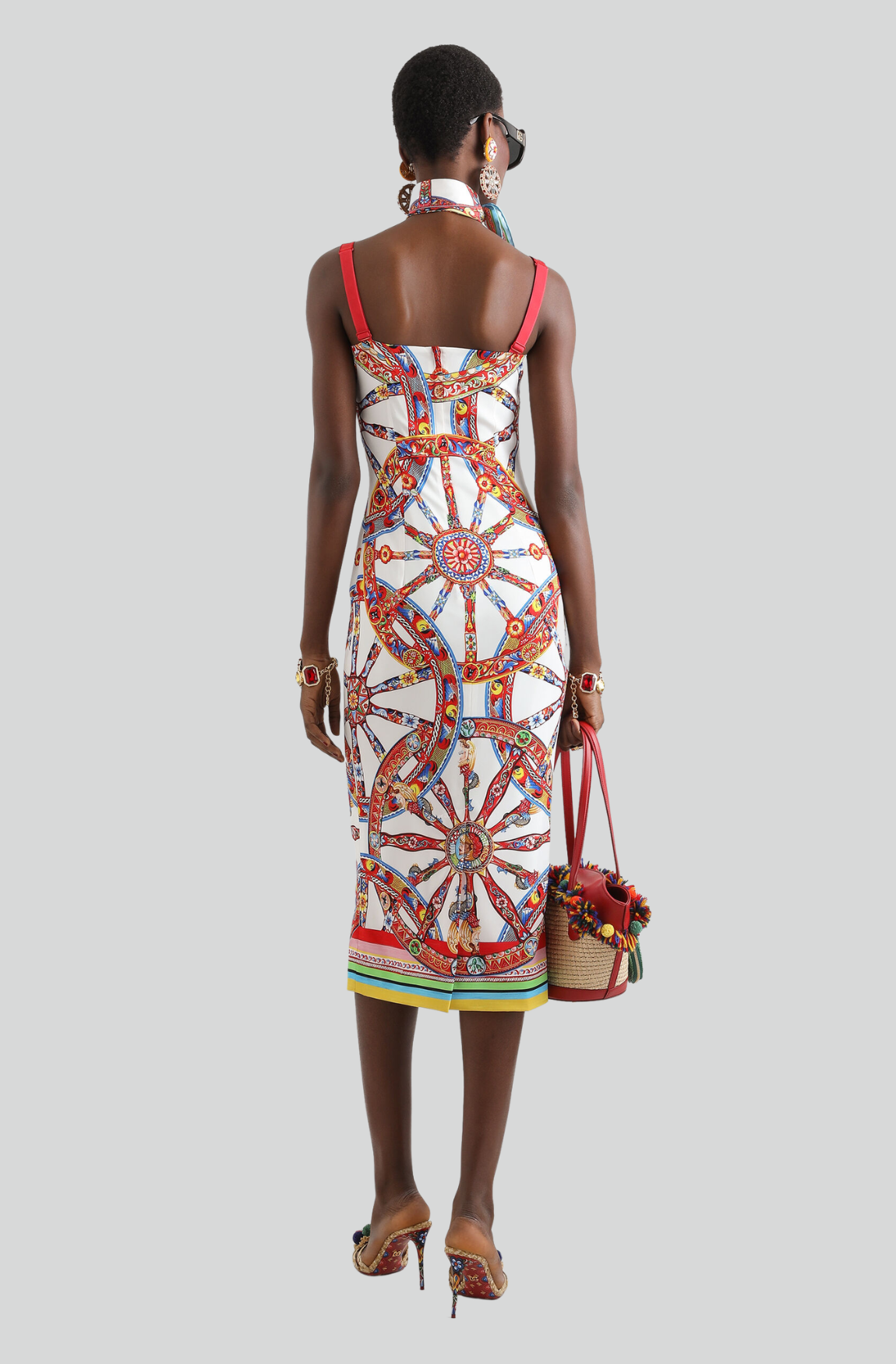 CARRETTO-PRINT CHARMEUSE DRESS