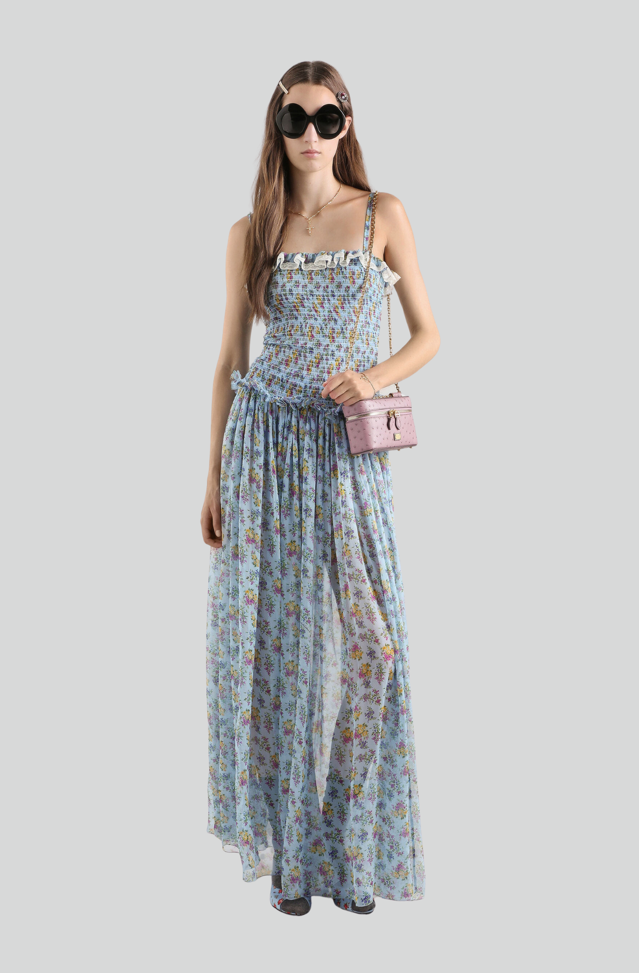 SMALL FLORAL-PRINT CHIFFON DRESS