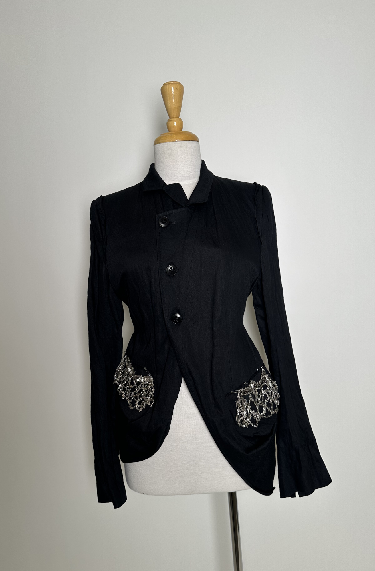 ANN DEMEULEMEESTER EMBELLISHED DRAPED JACKET