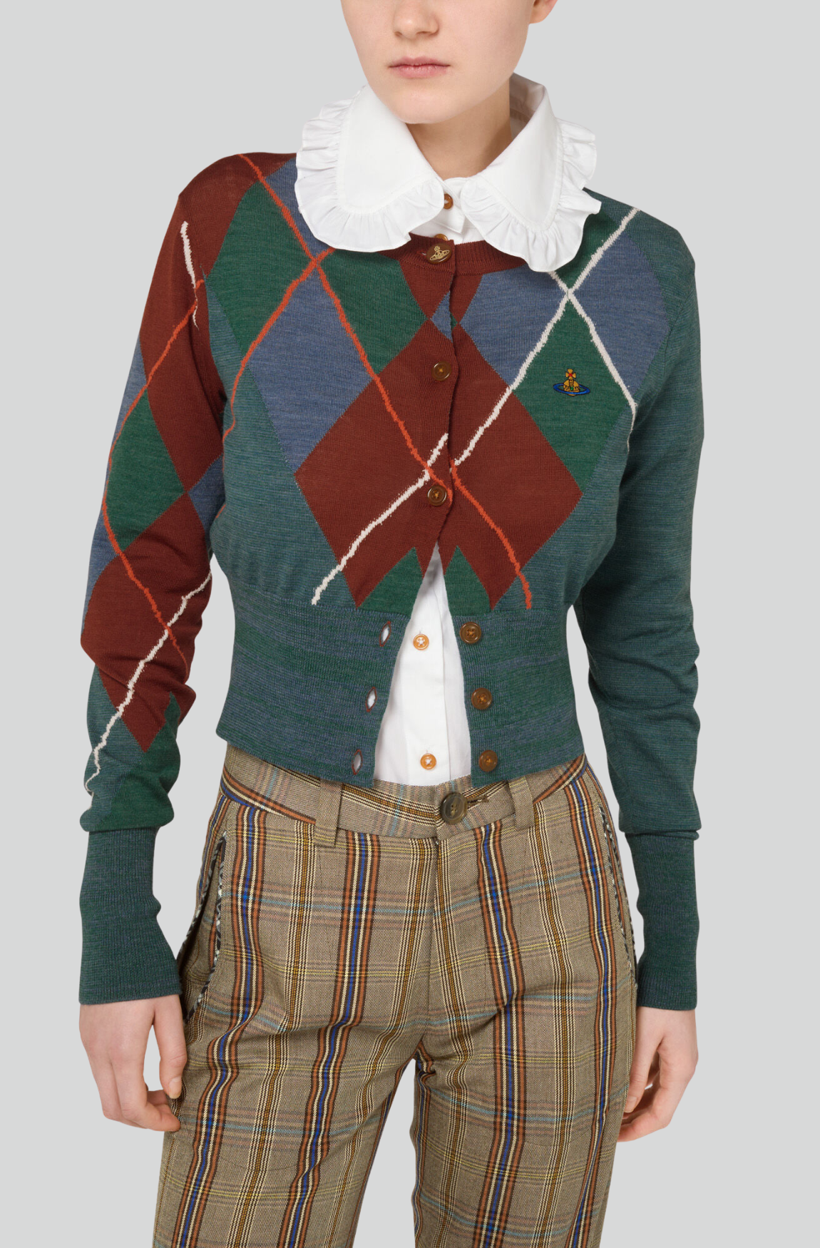ARGYLE CROPPED CARDI