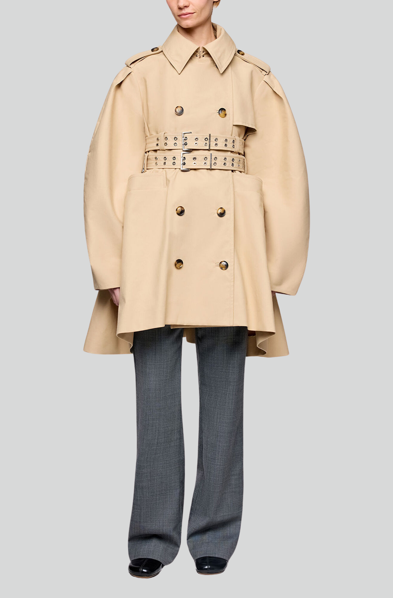 DOUBLE COTTON PEPLUM TRENCH