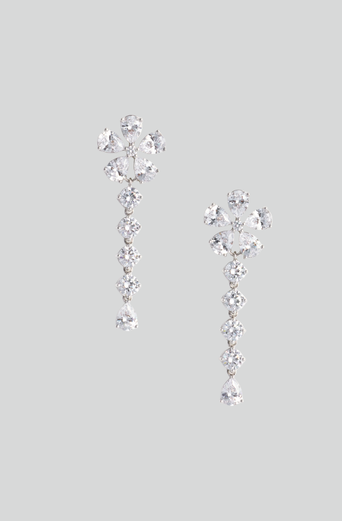 MULTI CRYSTAL FLOWER DANGLE EARRING