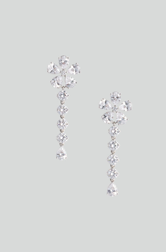 MULTI CRYSTAL FLOWER DANGLE EARRING