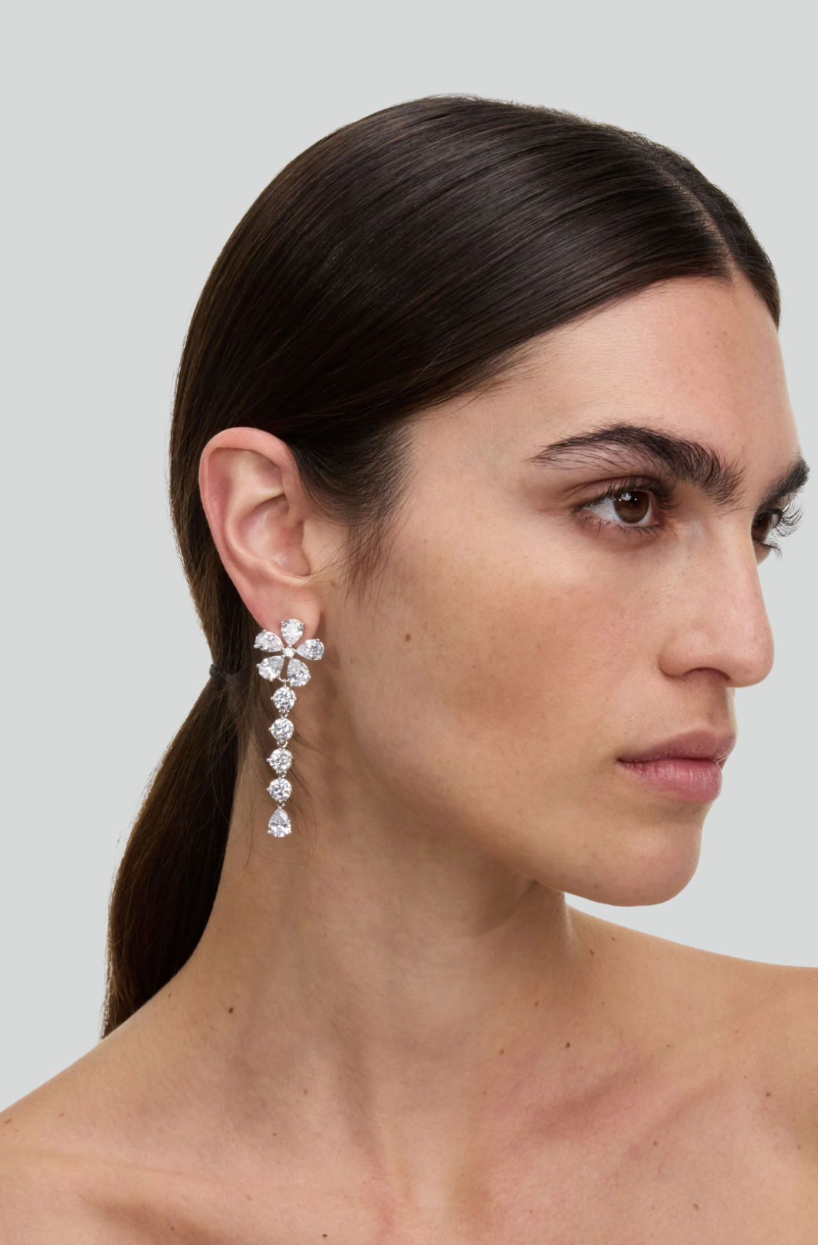 MULTI CRYSTAL FLOWER DANGLE EARRING