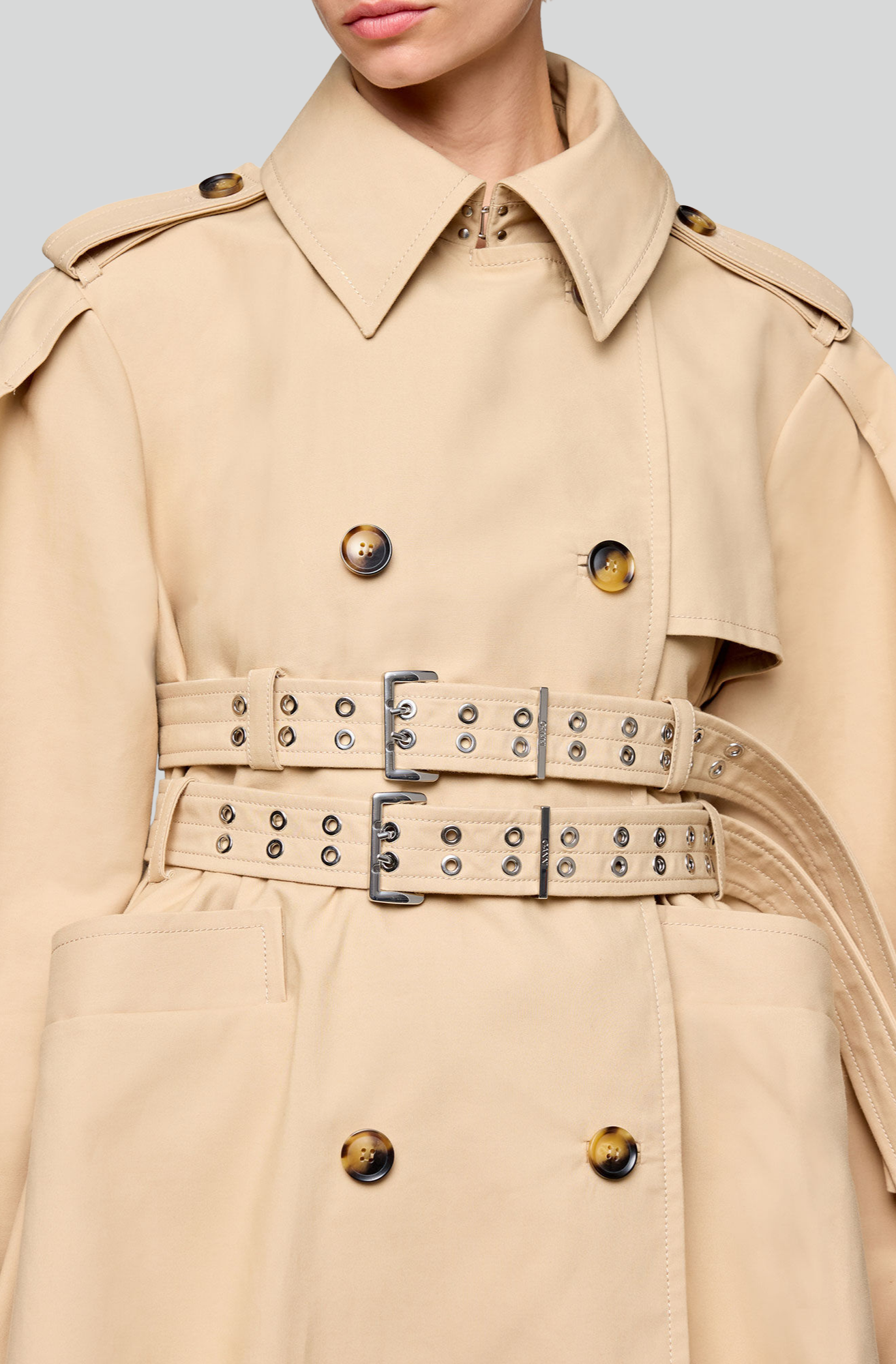 DOUBLE COTTON PEPLUM TRENCH