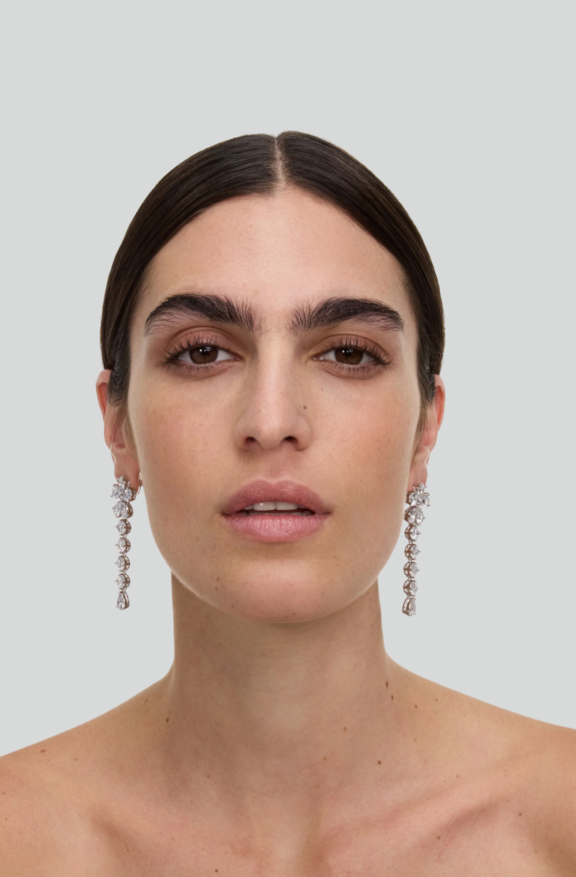 MULTI CRYSTAL FLOWER DANGLE EARRING