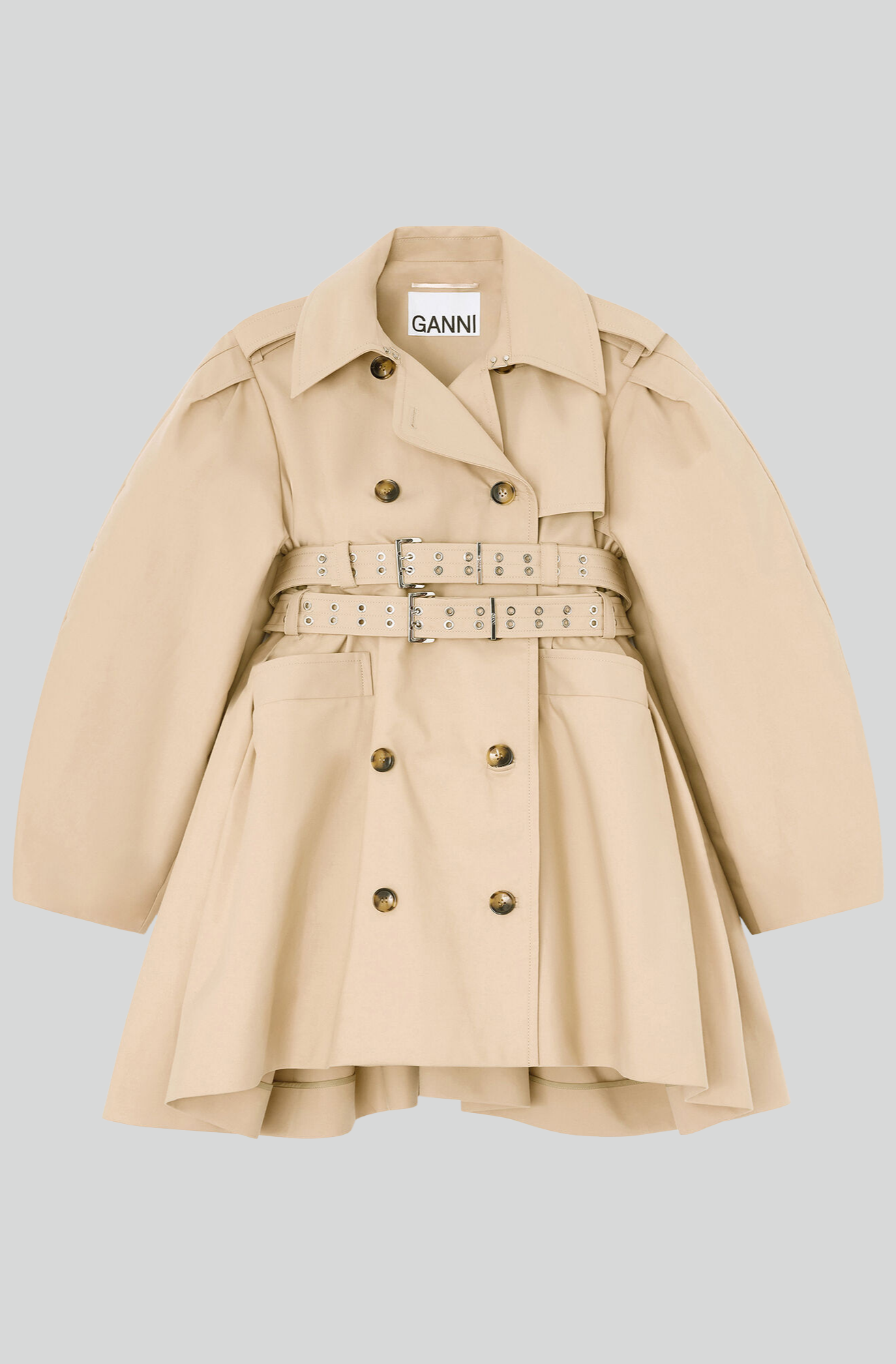 DOUBLE COTTON PEPLUM TRENCH