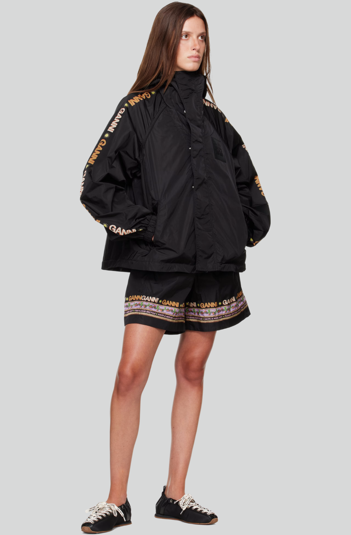 PLACEMENT PRINTED FLYWEIGHT NYLON JACKET