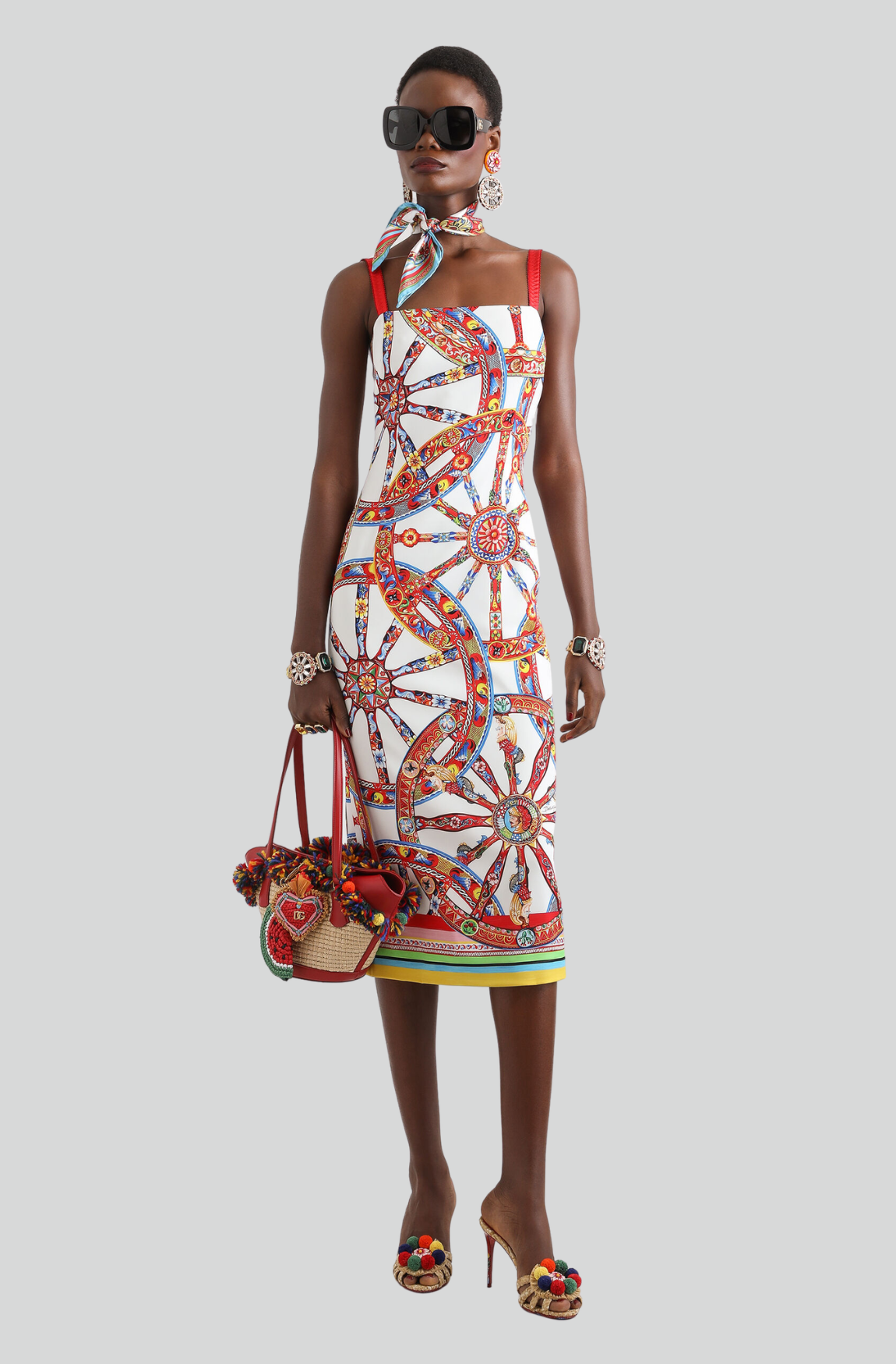 CARRETTO-PRINT CHARMEUSE DRESS