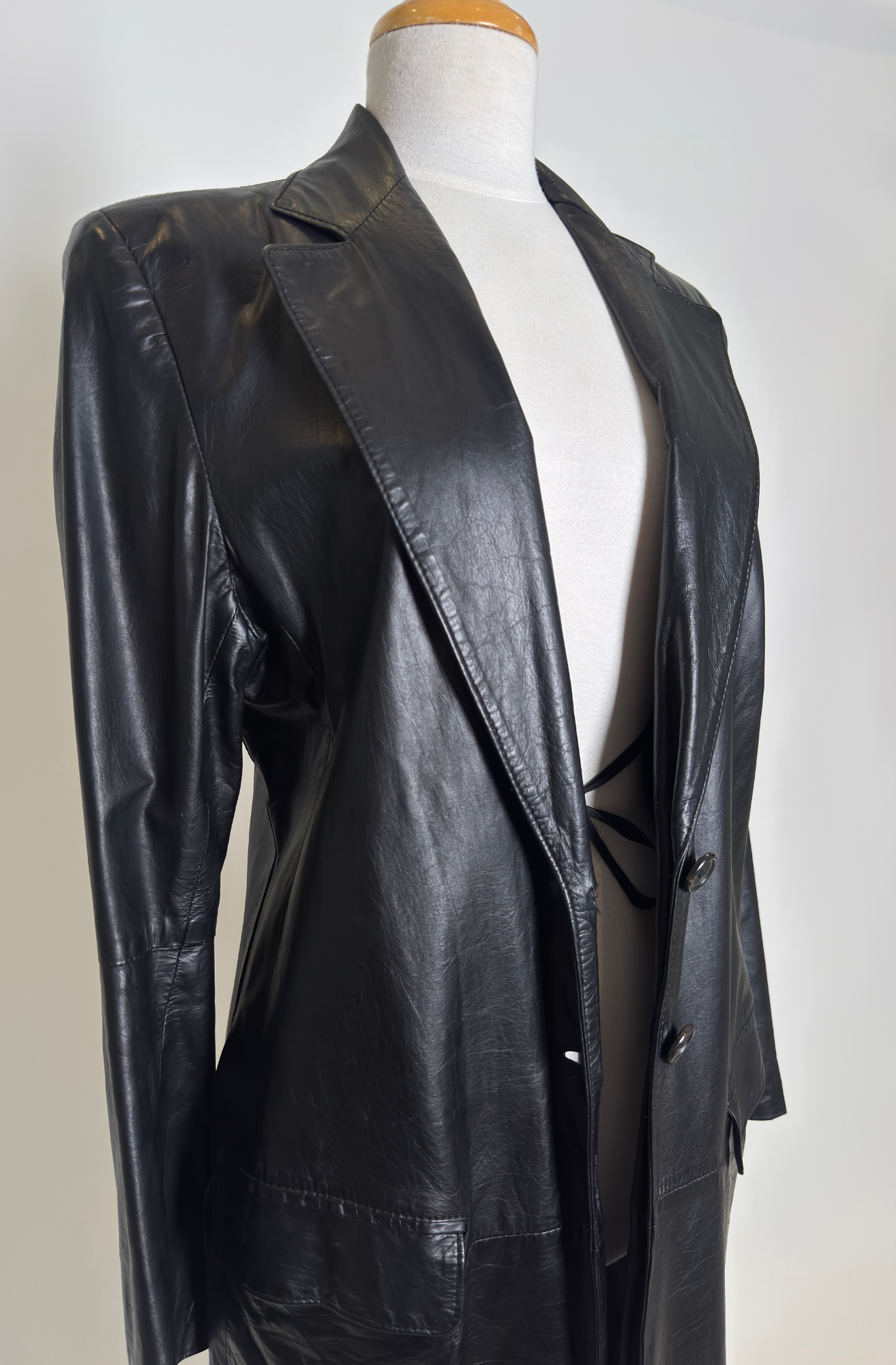 ANN DEMEULEMEESTER NOMIE LEATHER TAILORED LONG COAT