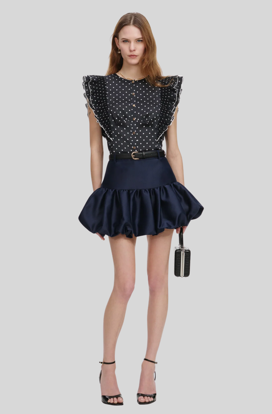 NAVY TAFFETA SKIRT