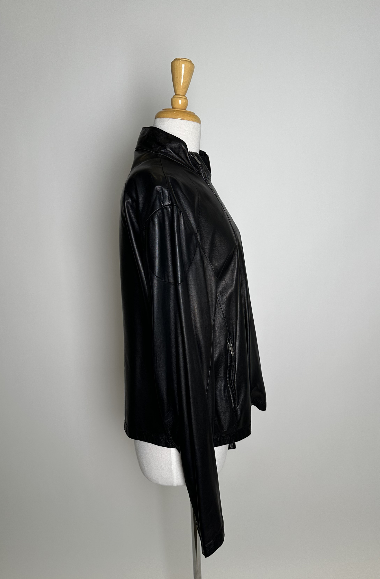 GIORGIO ARMANI MENS ASYMMETRICAL LEATHER JACKET