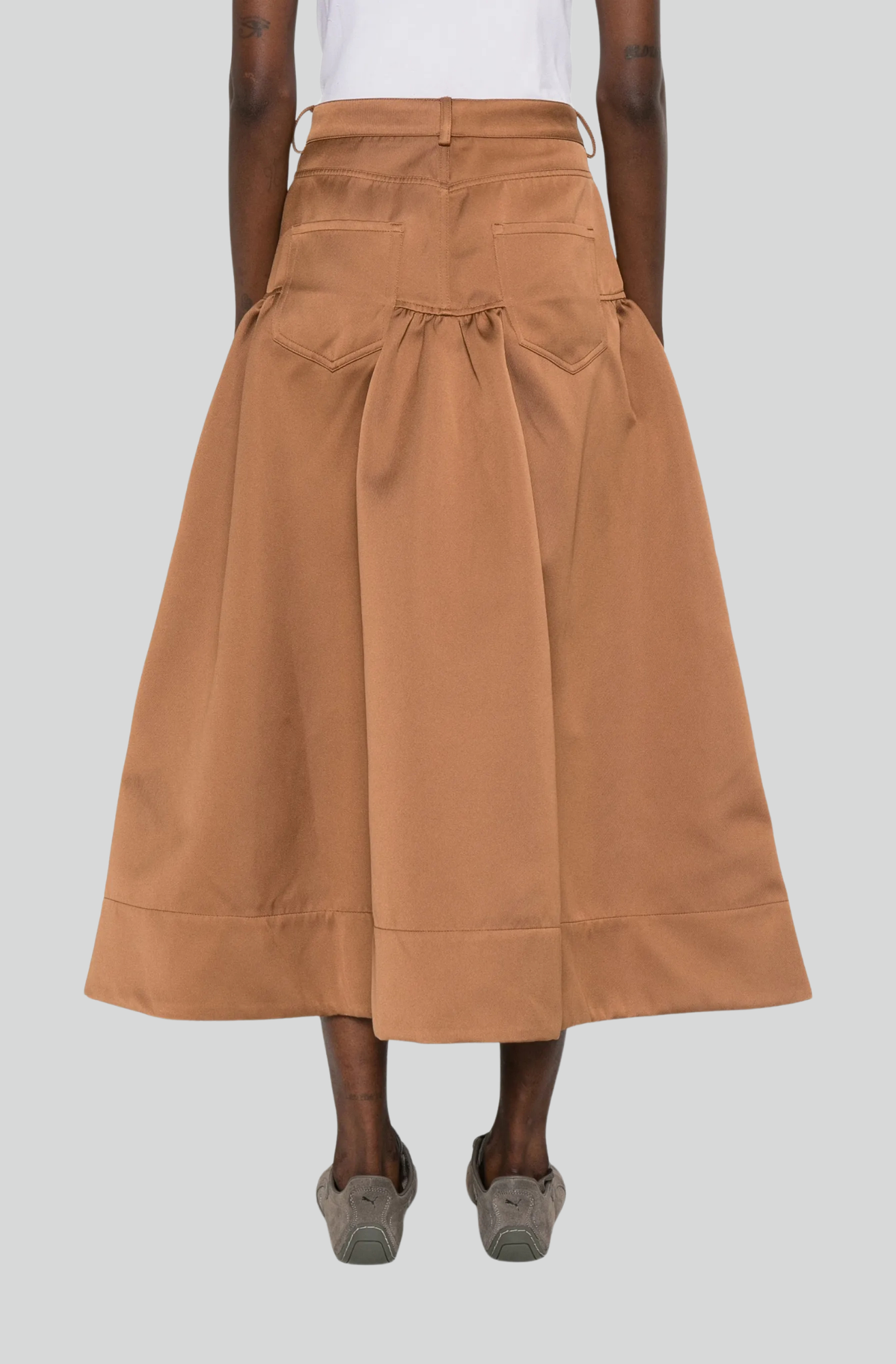 DUCHESSE TWILL FLARE SKIRT CINNAMON