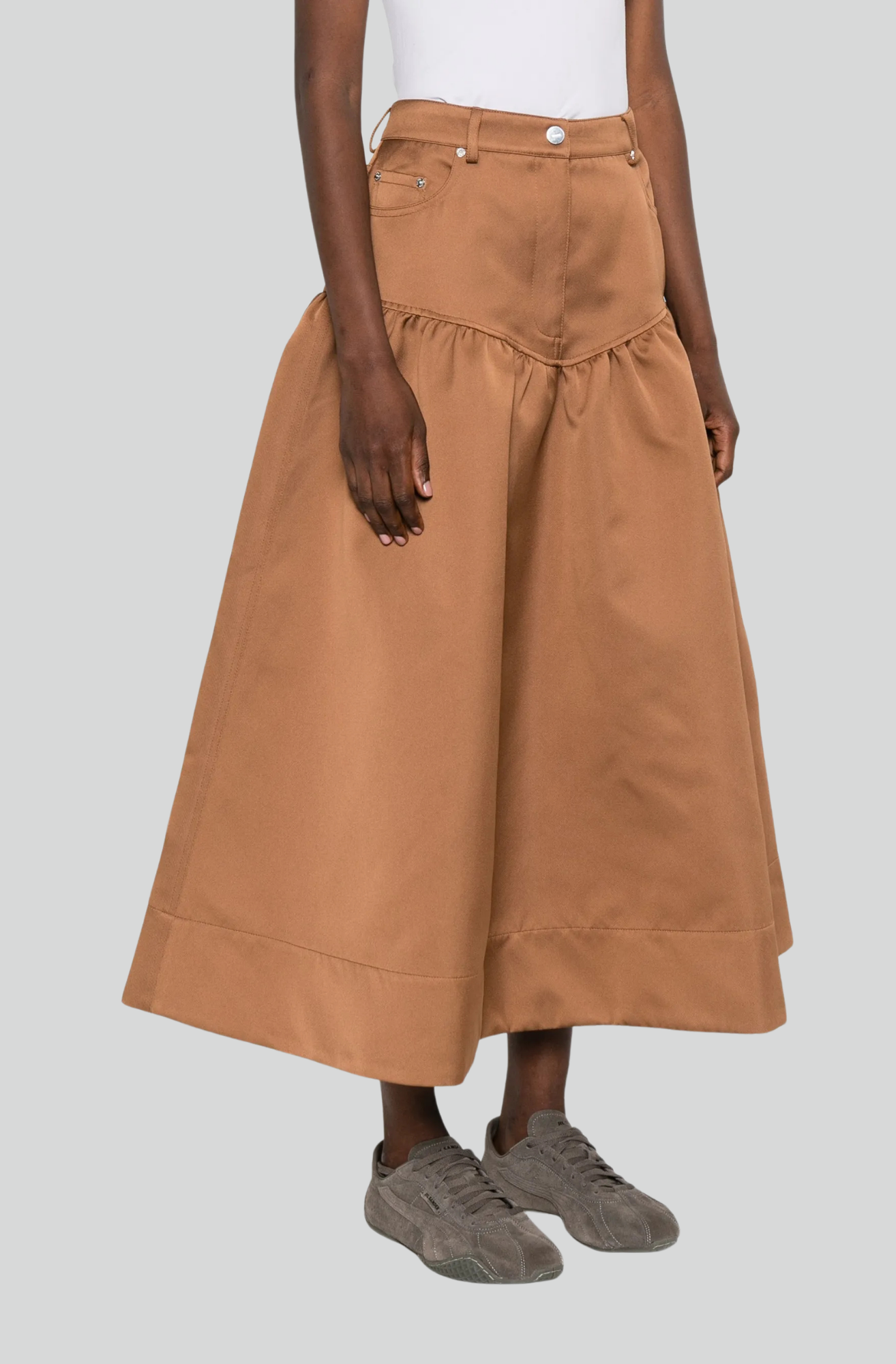 DUCHESSE TWILL FLARE SKIRT CINNAMON