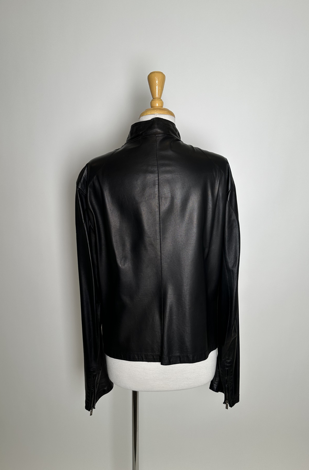GIORGIO ARMANI MENS ASYMMETRICAL LEATHER JACKET
