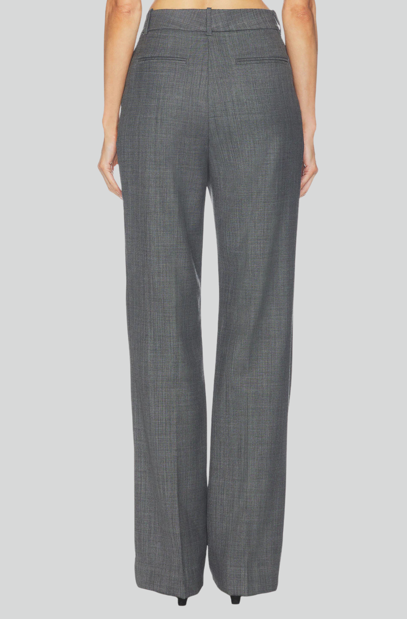 WOOL MELANGE SUITING STRAIGHT PANTS