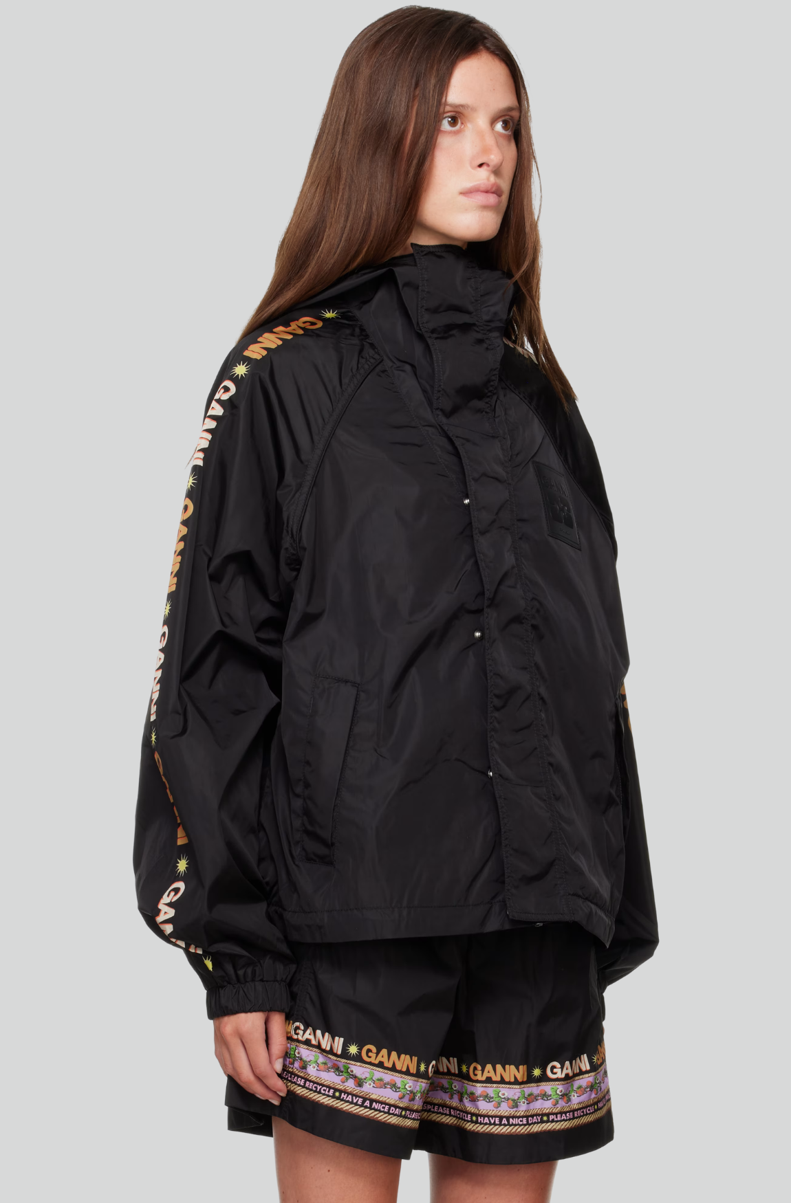 PLACEMENT PRINTED FLYWEIGHT NYLON JACKET