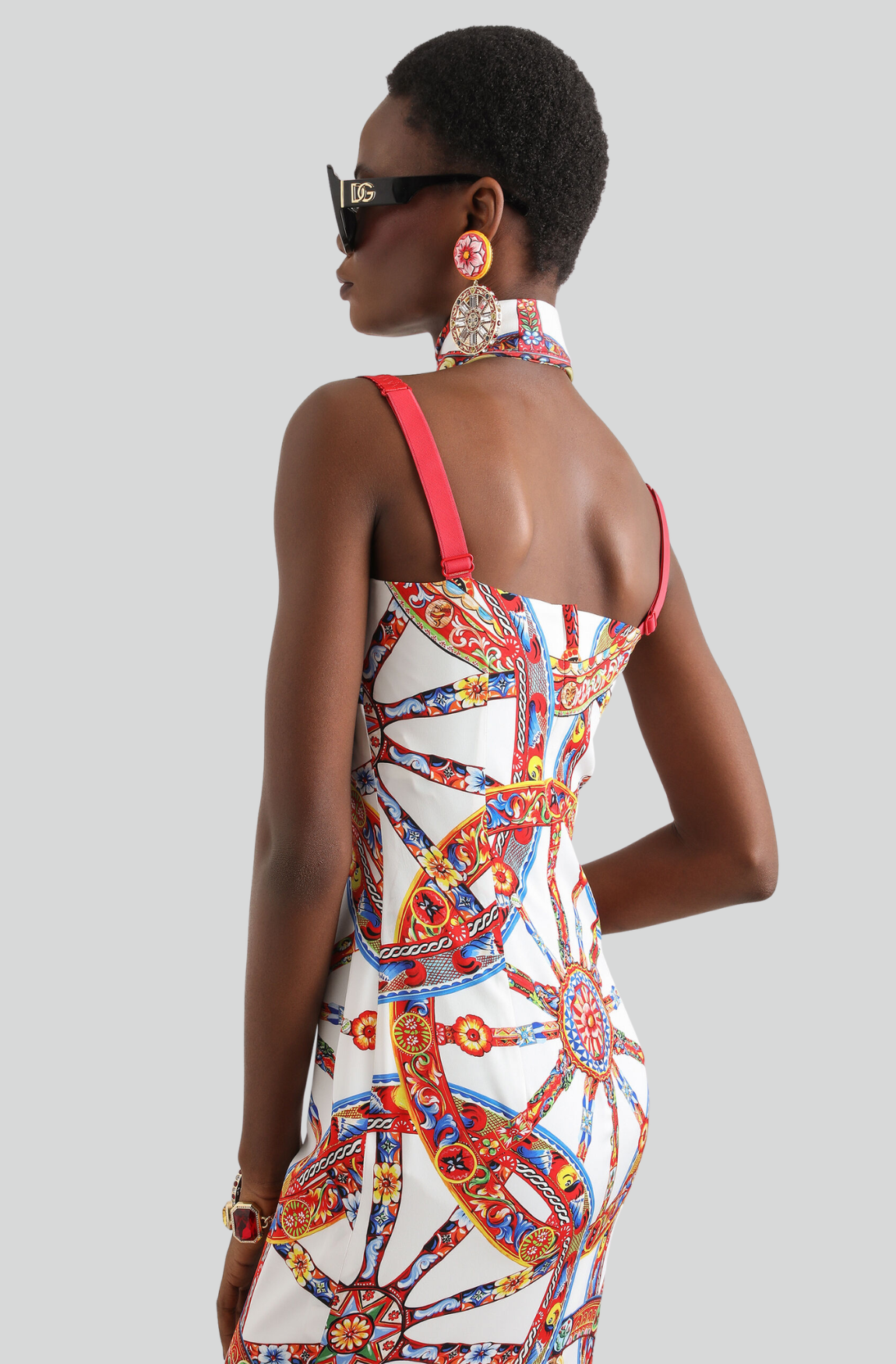 CARRETTO-PRINT CHARMEUSE DRESS