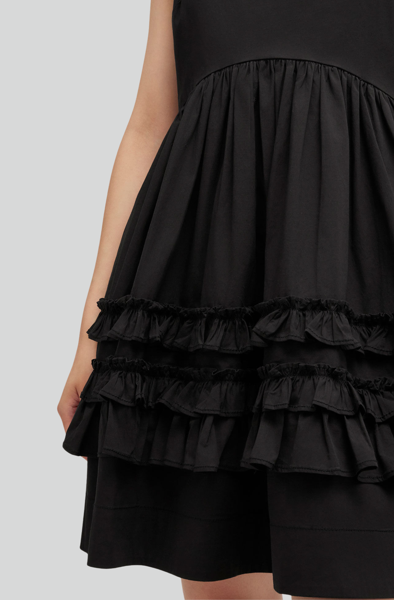 BLACK MINI FRILL DRESS