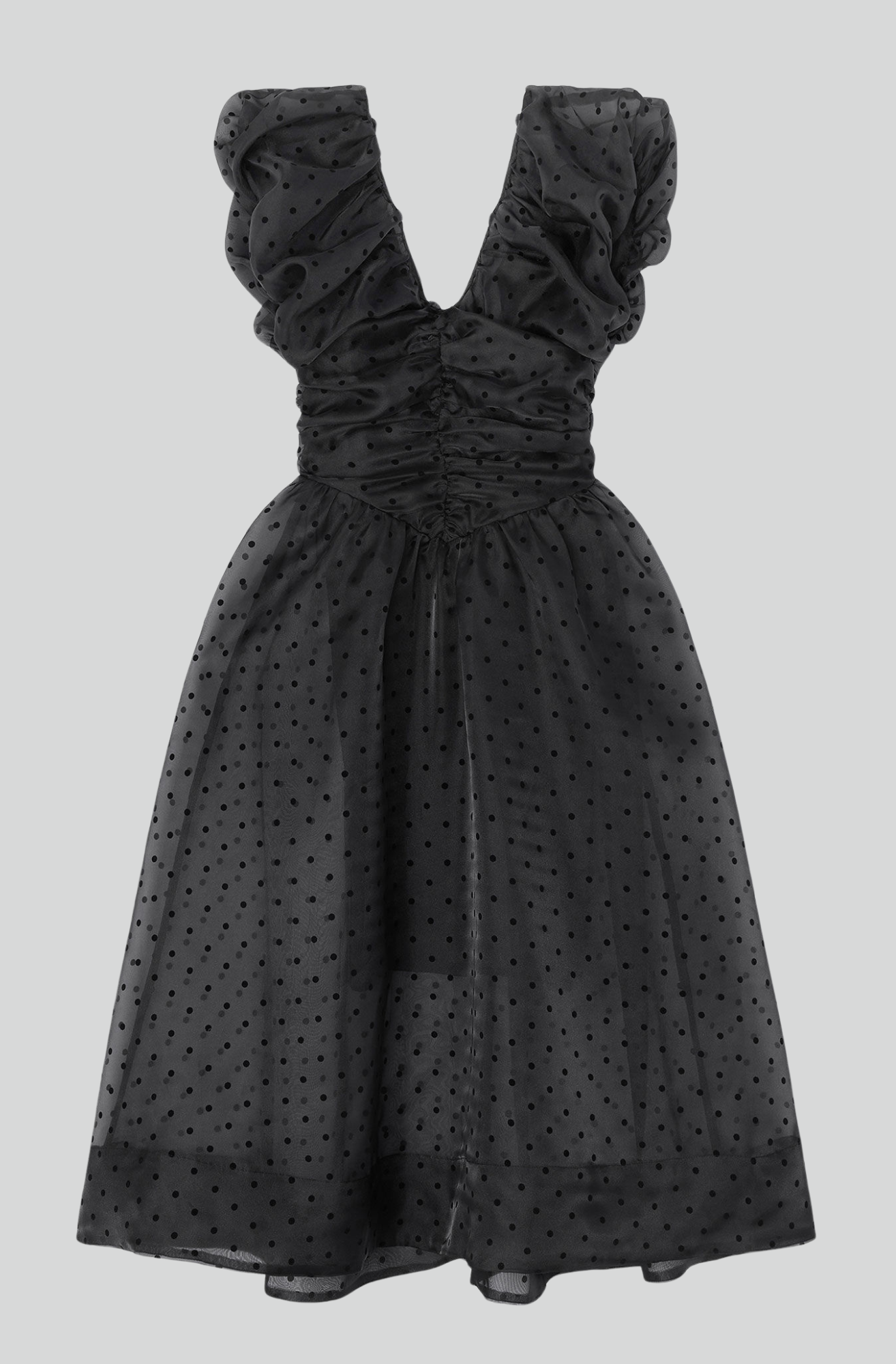 BLACK ORGANZA RUCHED DRESS